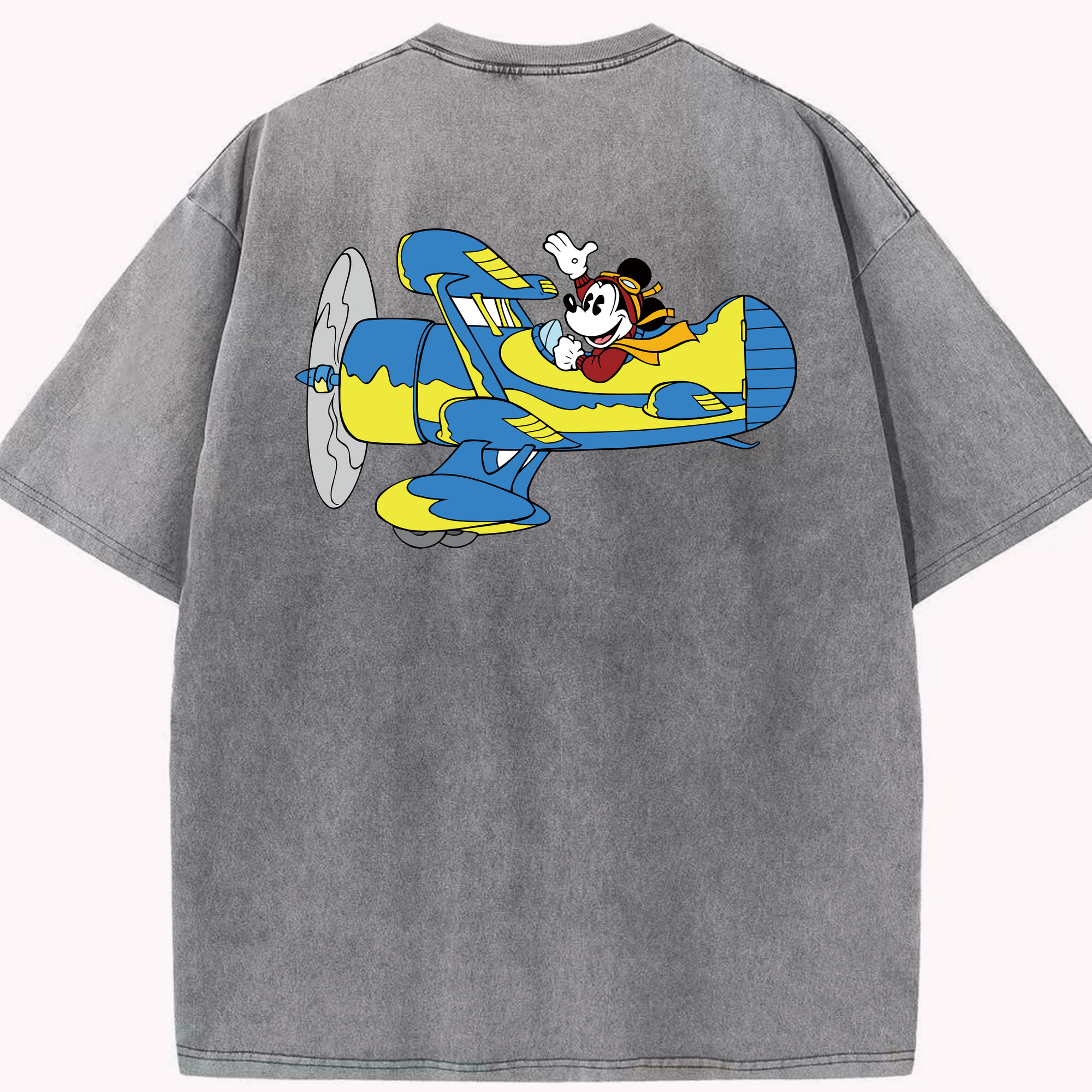 （画像用） ミッキーマウス Mickey Mouse 綿100% ヴィンテージ風 半袖Tシャツ（背面プリント）