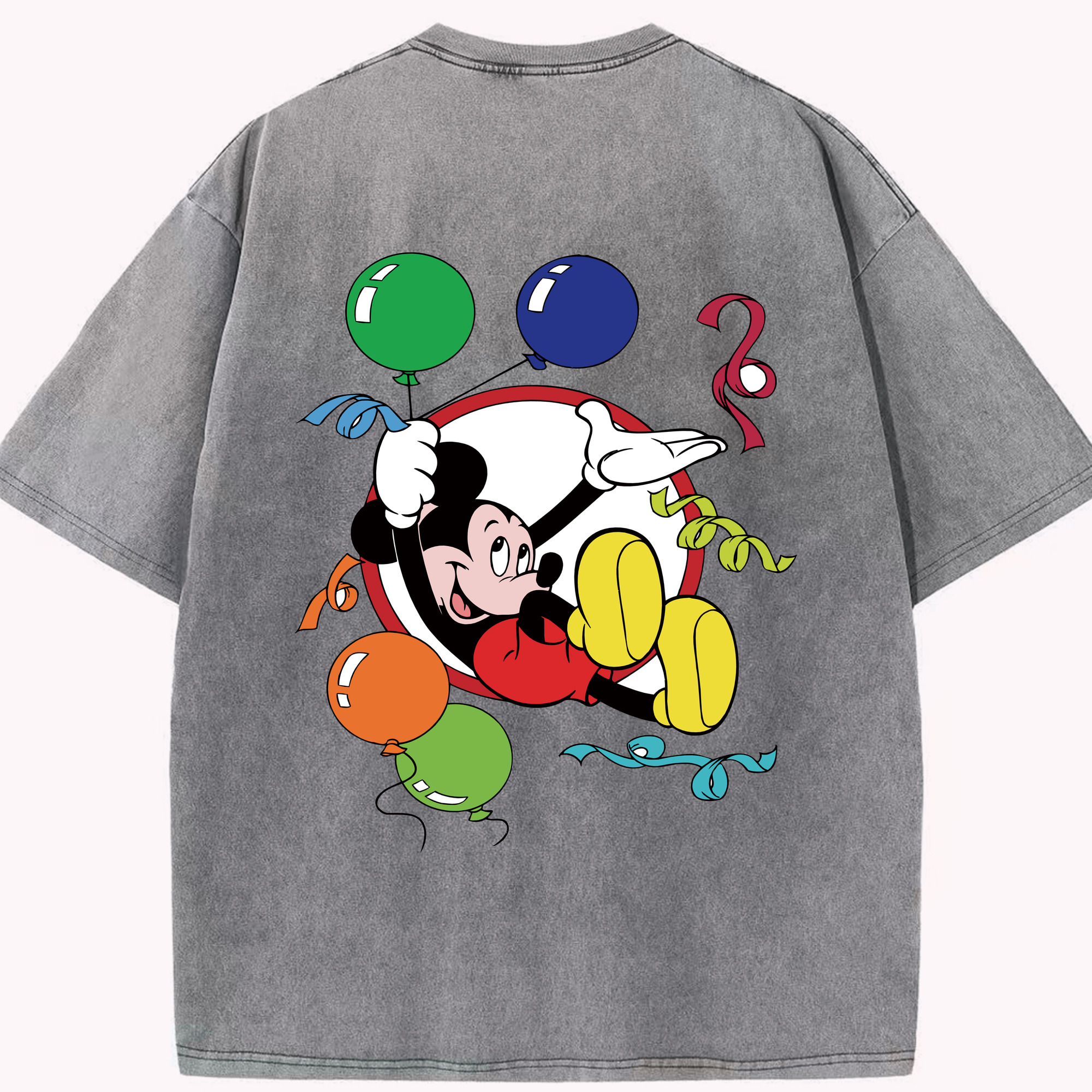 （画像用） ミッキーマウス Mickey Mouse 綿100% ヴィンテージ風 半袖Tシャツ（背面プリント）