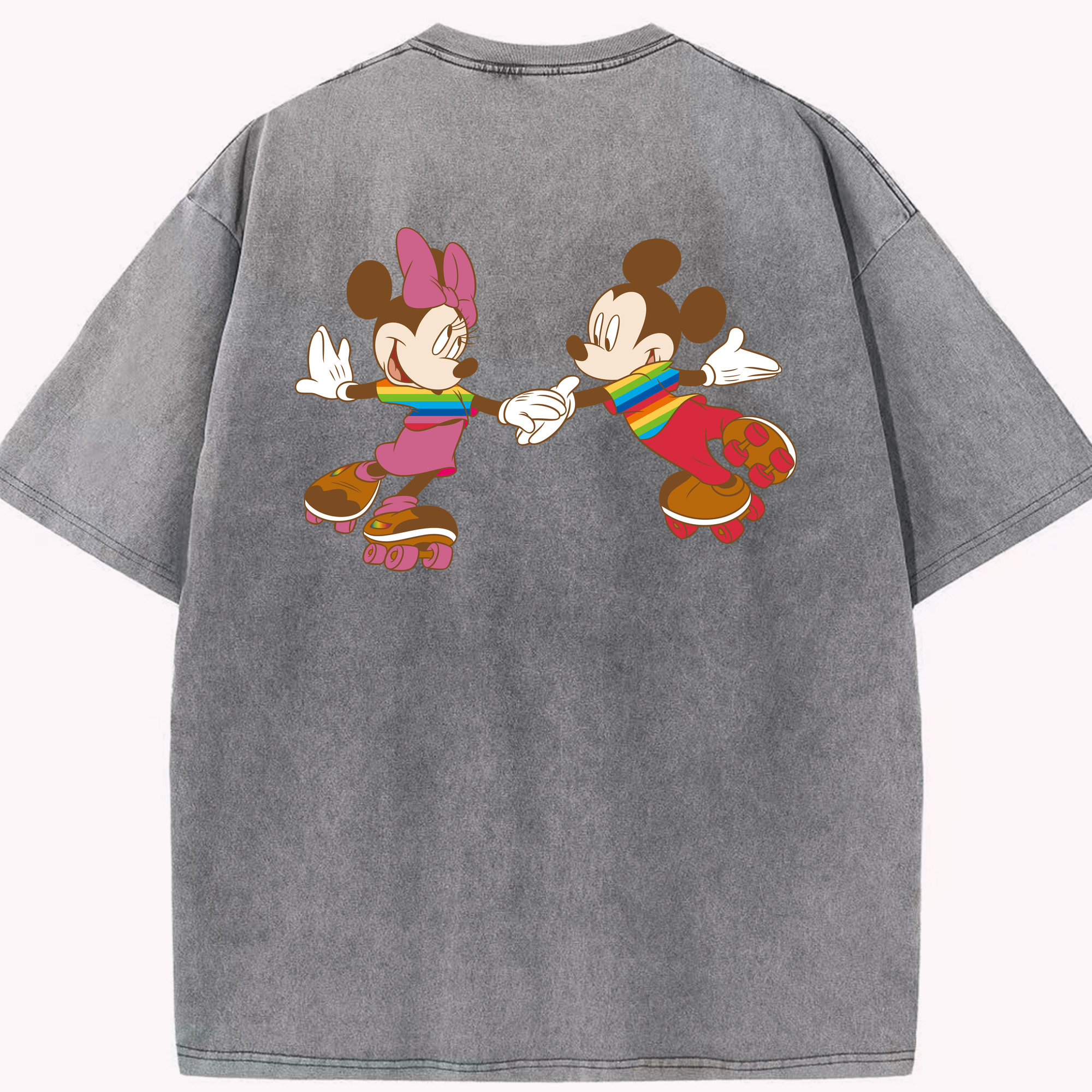 （画像用） ミッキーマウス Mickey Mouse 綿100% ヴィンテージ風 半袖Tシャツ（背面プリント）