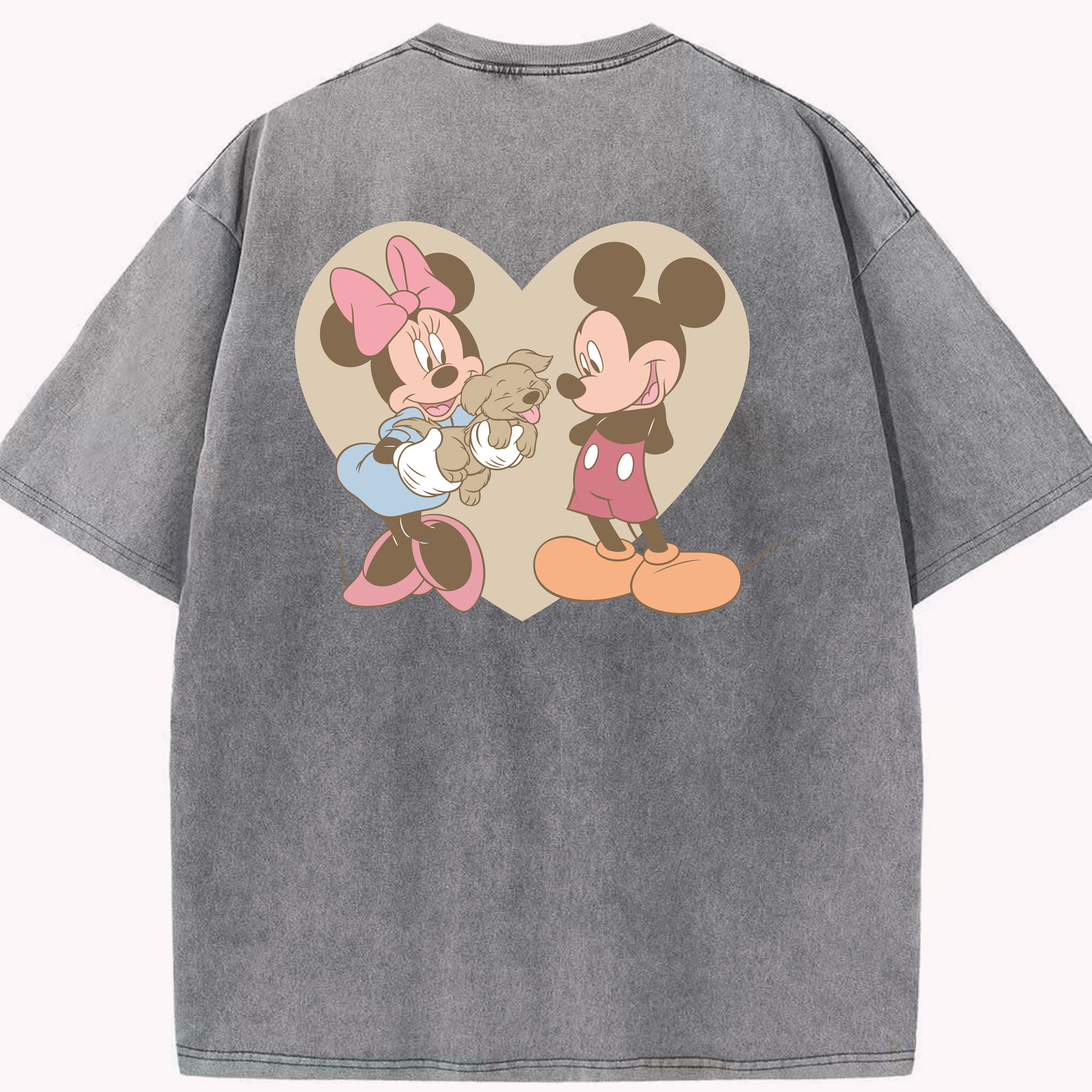 （画像用） ミッキーマウス Mickey Mouse 綿100% ヴィンテージ風 半袖Tシャツ（背面プリント）