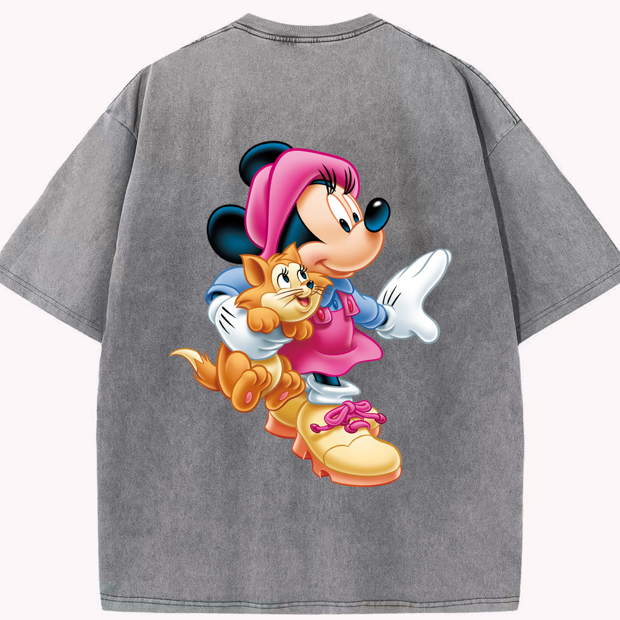（画像用） ミッキーマウス Mickey Mouse 綿100% ヴィンテージ風 半袖Tシャツ（背面プリント）