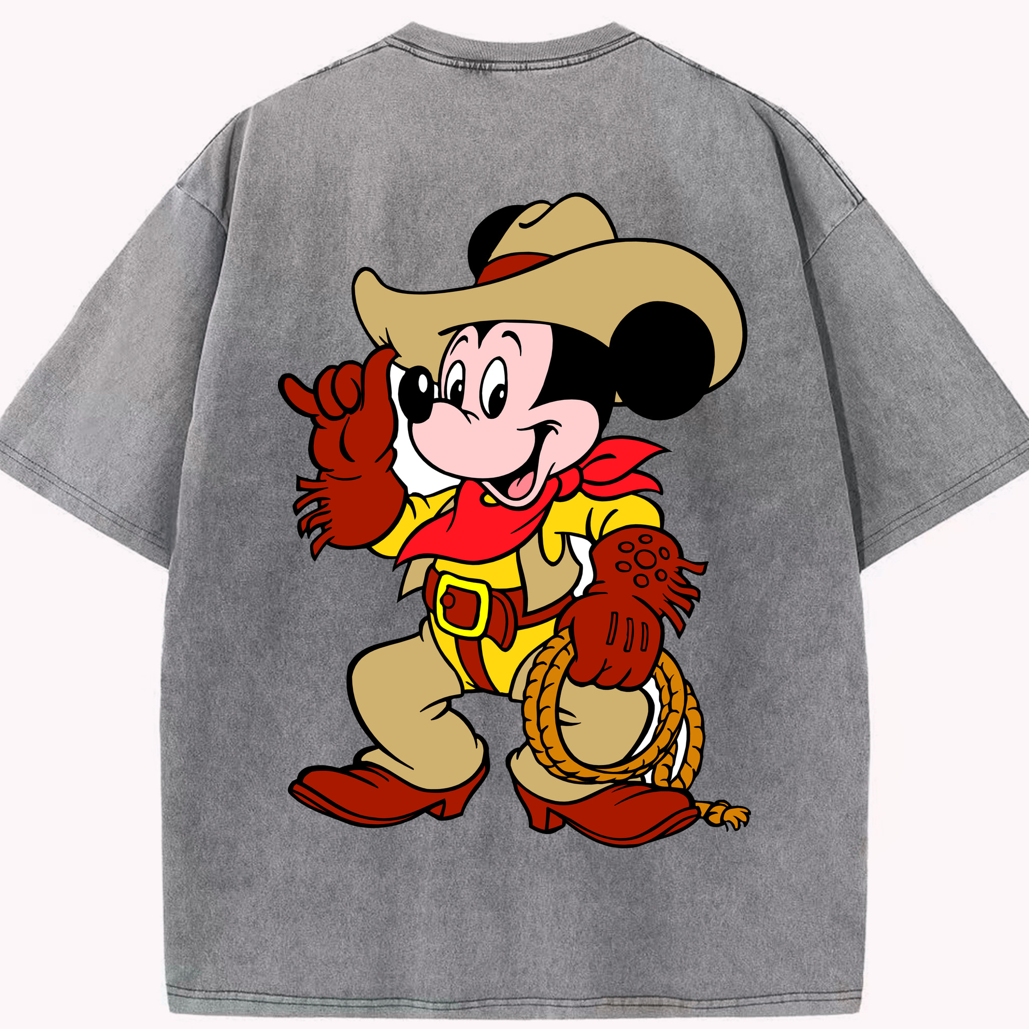 （画像用） ミッキーマウス Mickey Mouse 綿100% ヴィンテージ風 半袖Tシャツ（背面プリント）
