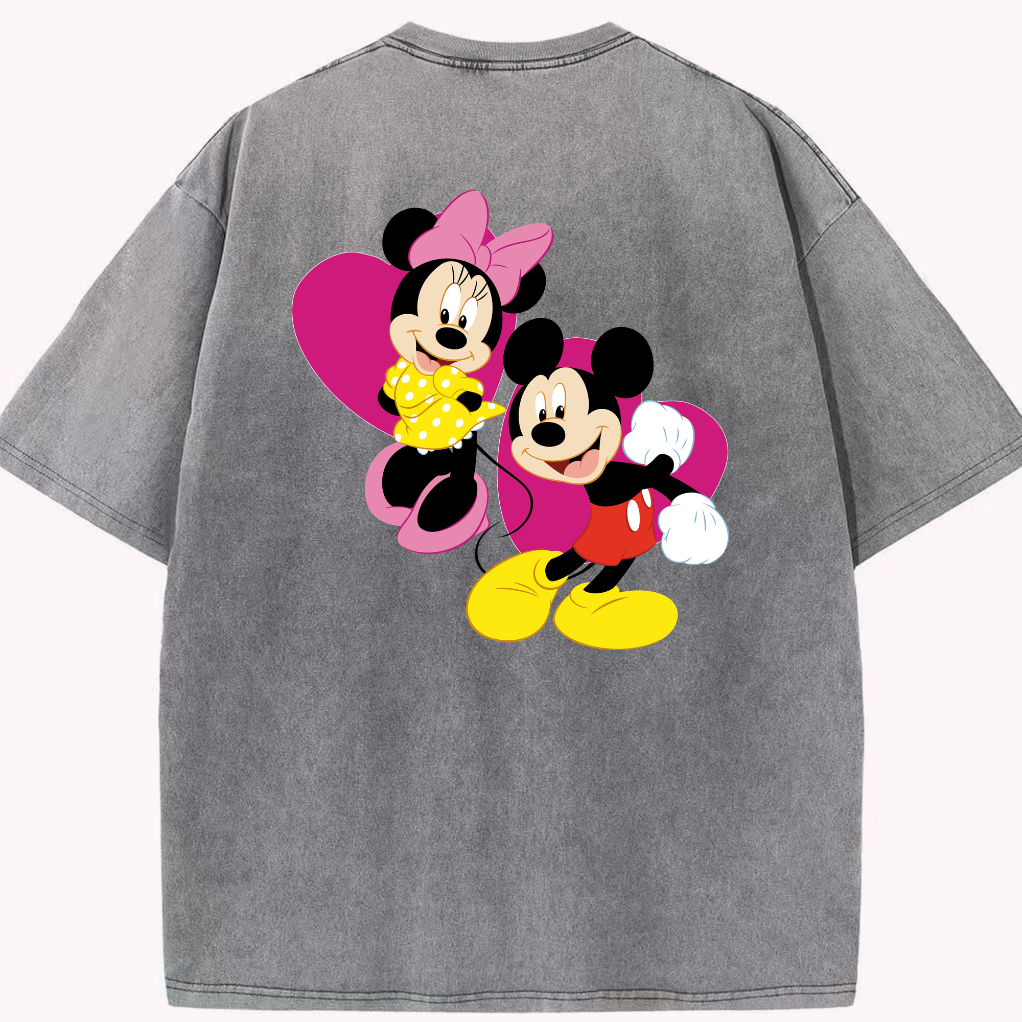 （画像用） ミッキーマウス Mickey Mouse 綿100% ヴィンテージ風 半袖Tシャツ（背面プリント）