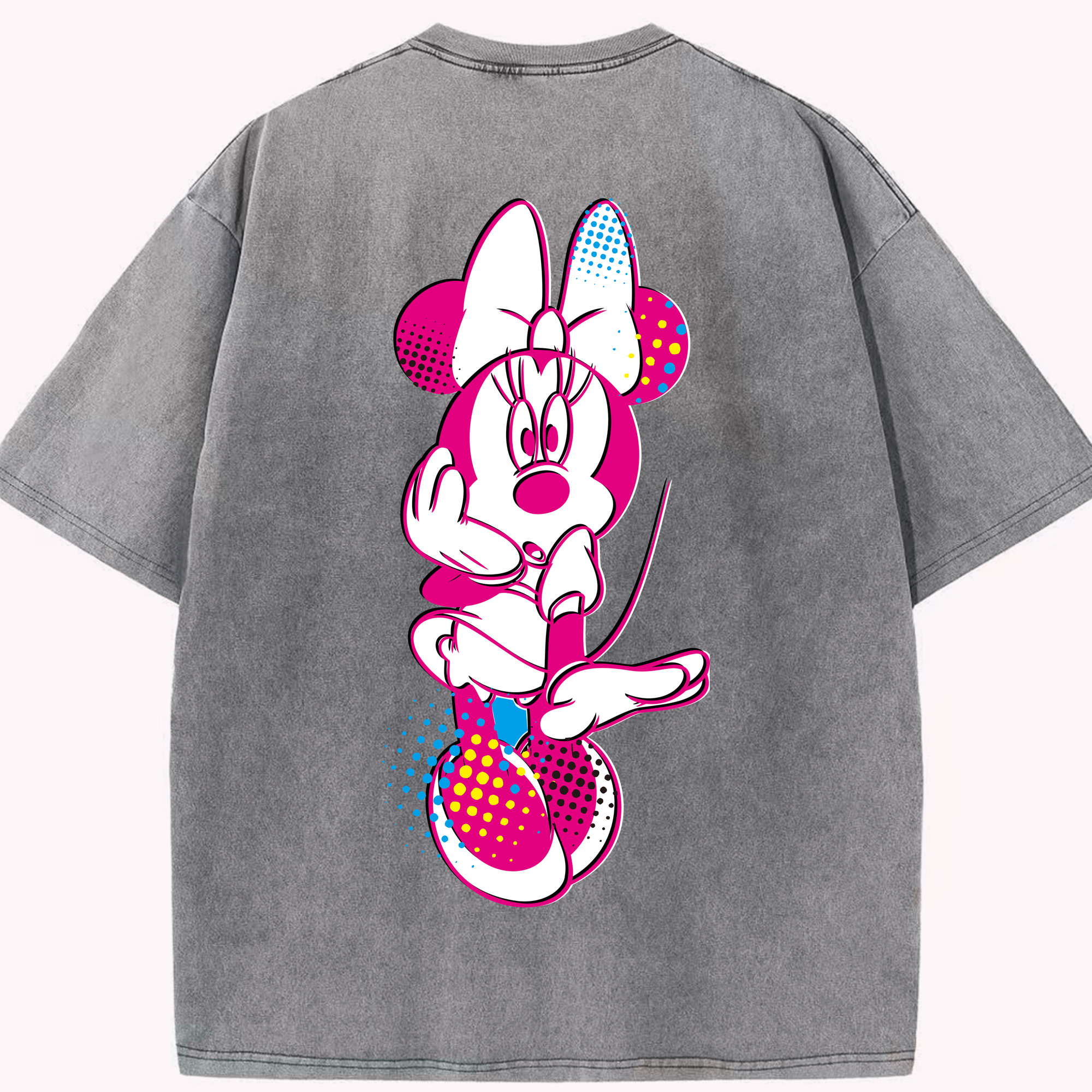 （画像用） ミッキーマウス Mickey Mouse 綿100% ヴィンテージ風 半袖Tシャツ（背面プリント）