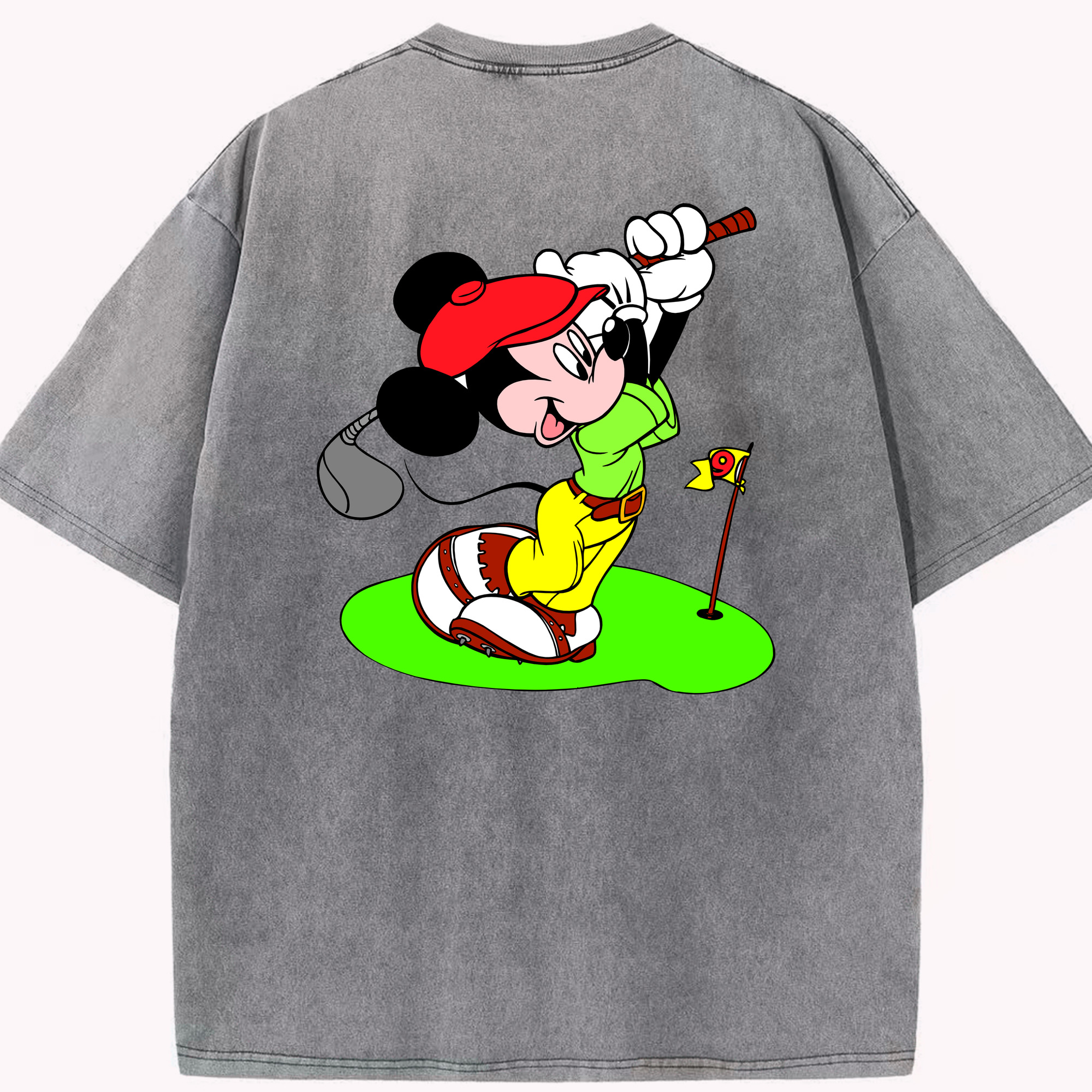 （画像用） ミッキーマウス Mickey Mouse 綿100% ヴィンテージ風 半袖Tシャツ（背面プリント）
