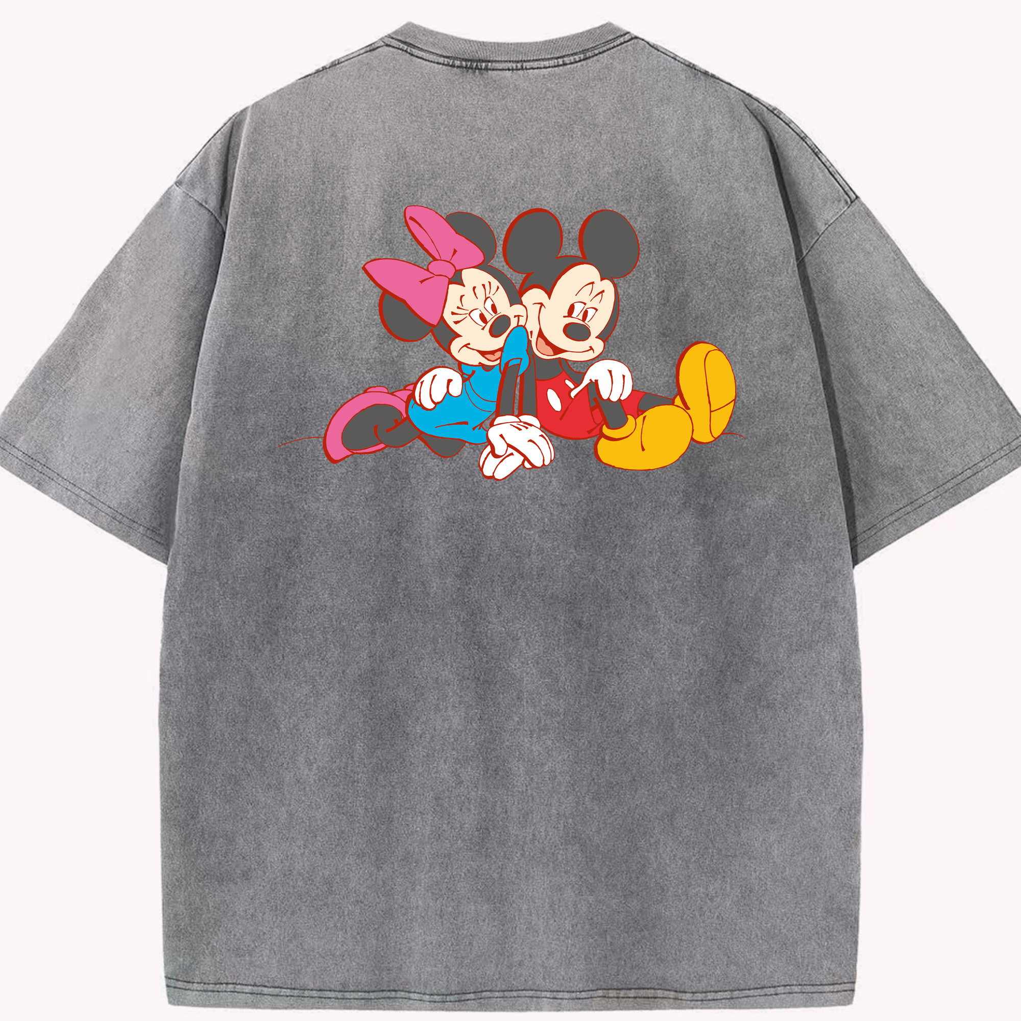 （画像用） ミッキーマウス Mickey Mouse 綿100% ヴィンテージ風 半袖Tシャツ（背面プリント）