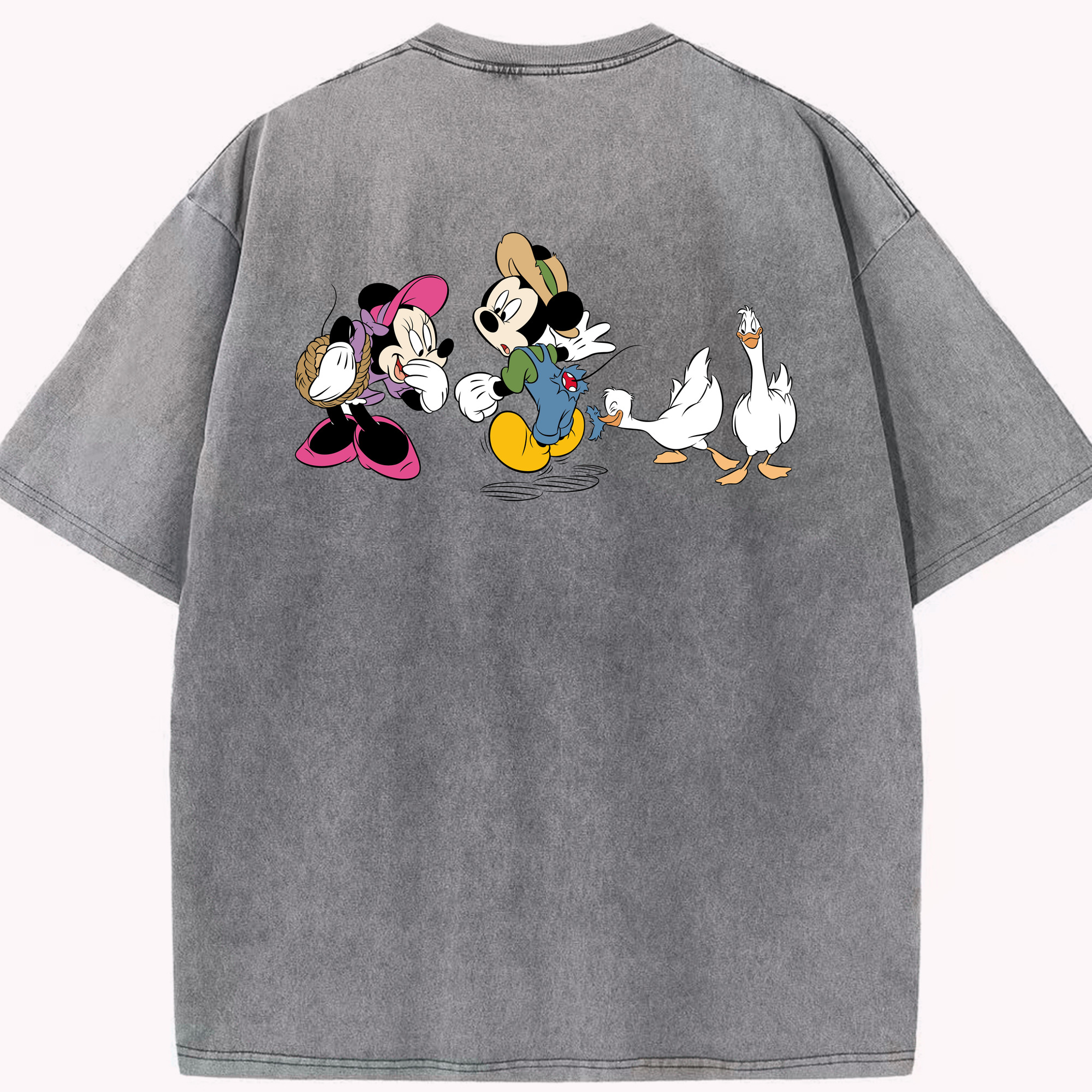 （画像用） ミッキーマウス Mickey Mouse 綿100% ヴィンテージ風 半袖Tシャツ（背面プリント）
