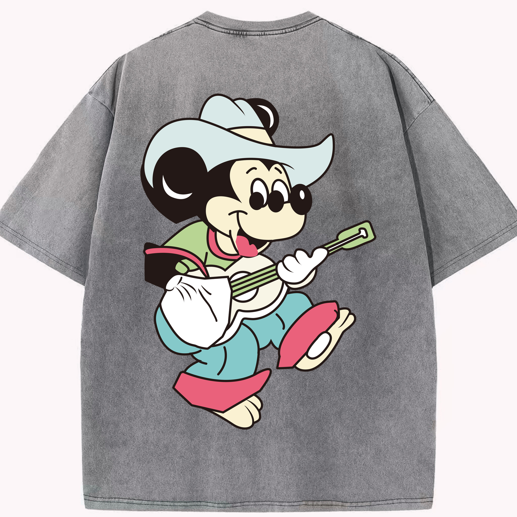 （画像用） ミッキーマウス Mickey Mouse 綿100% ヴィンテージ風 半袖Tシャツ（背面プリント）