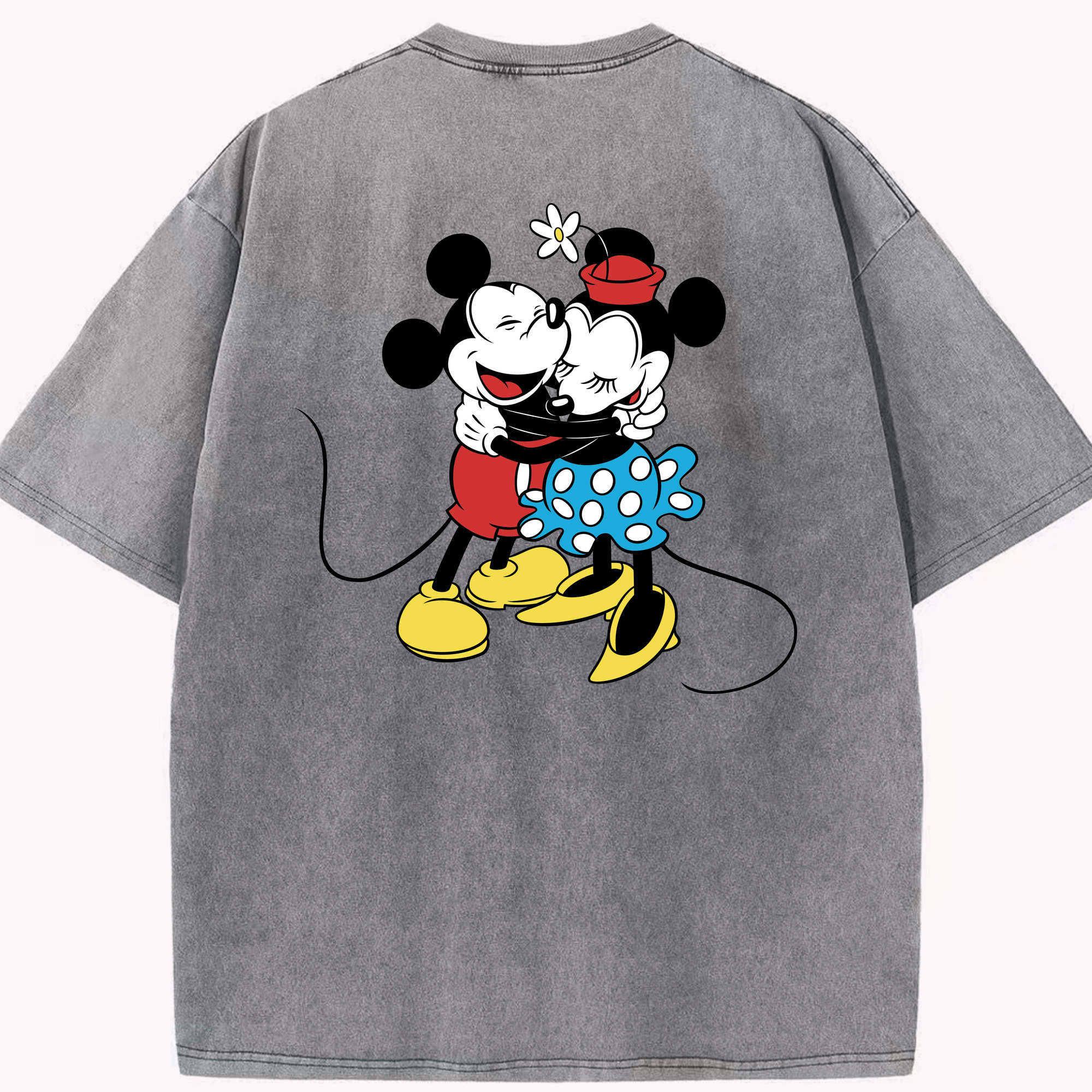 （画像用） ミッキーマウス Mickey Mouse 綿100% ヴィンテージ風 半袖Tシャツ（背面プリント）