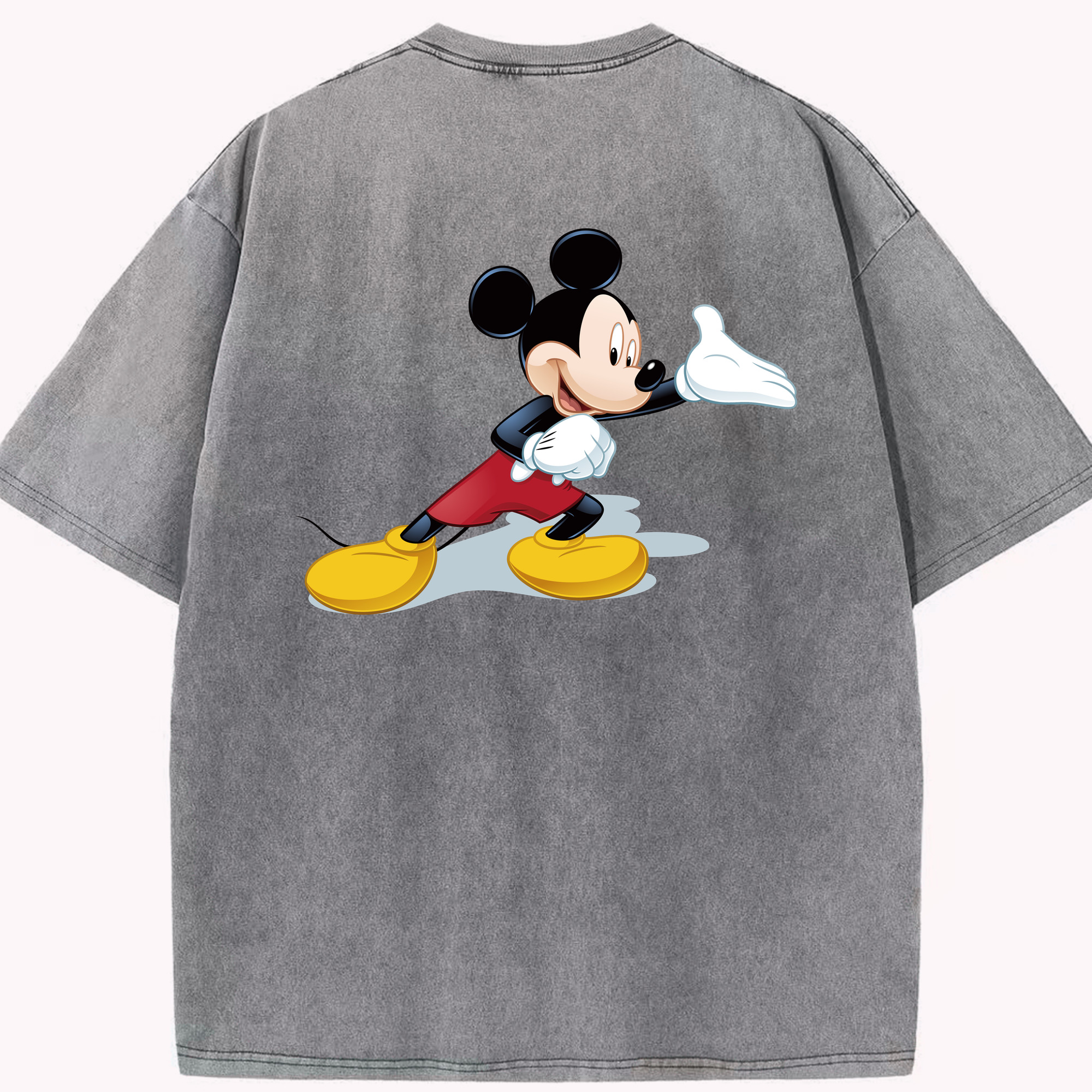 （画像用） ミッキーマウス Mickey Mouse 綿100% ヴィンテージ風 半袖Tシャツ（背面プリント）