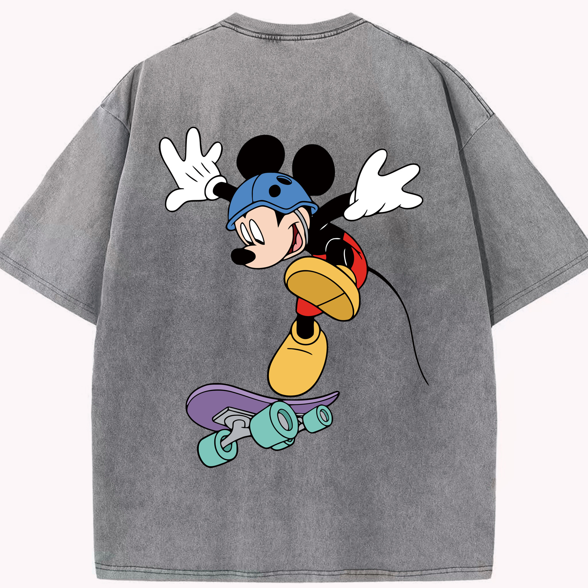 （画像用） ミッキーマウス Mickey Mouse 綿100% ヴィンテージ風 半袖Tシャツ（背面プリント）