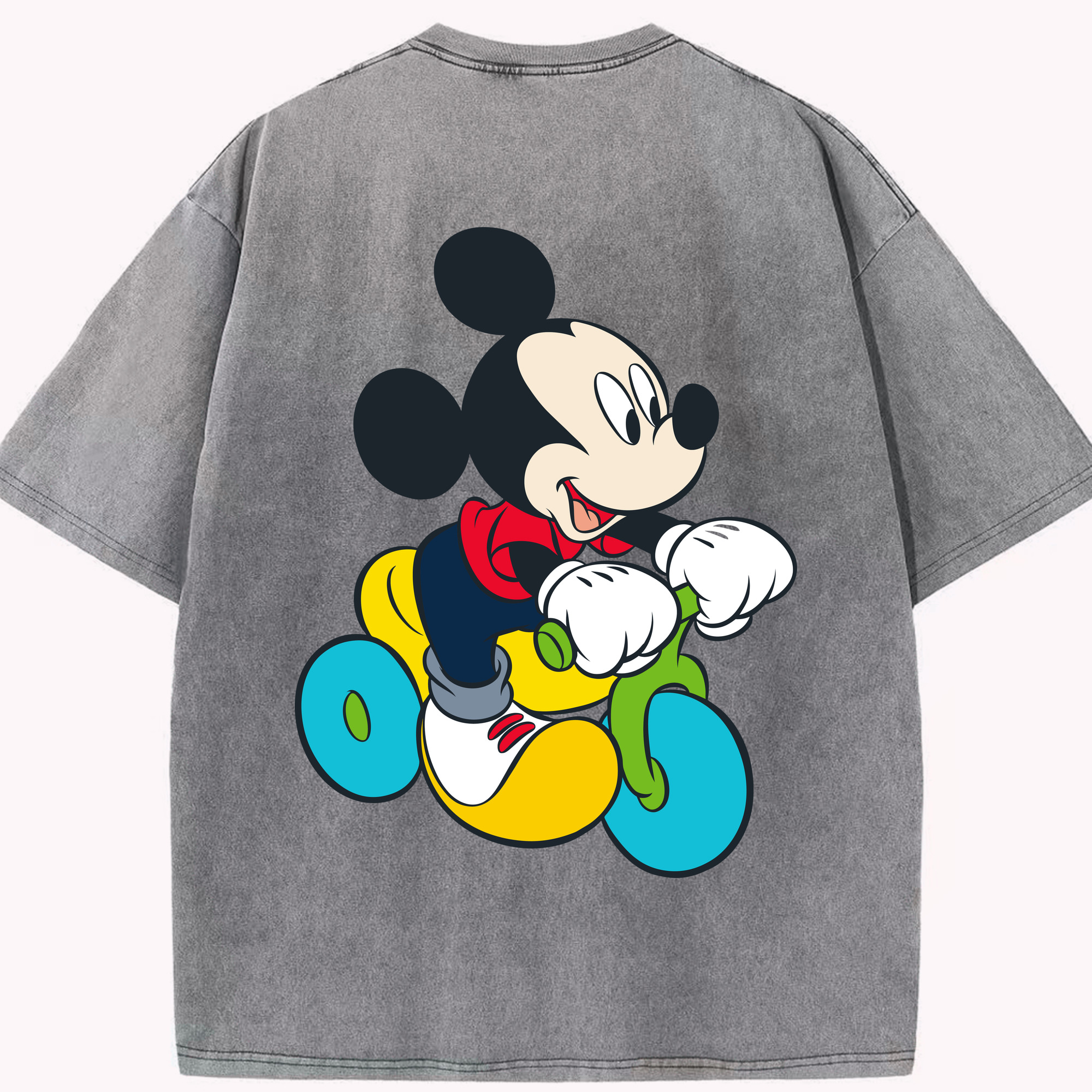 （画像用） ミッキーマウス Mickey Mouse 綿100% ヴィンテージ風 半袖Tシャツ（背面プリント）