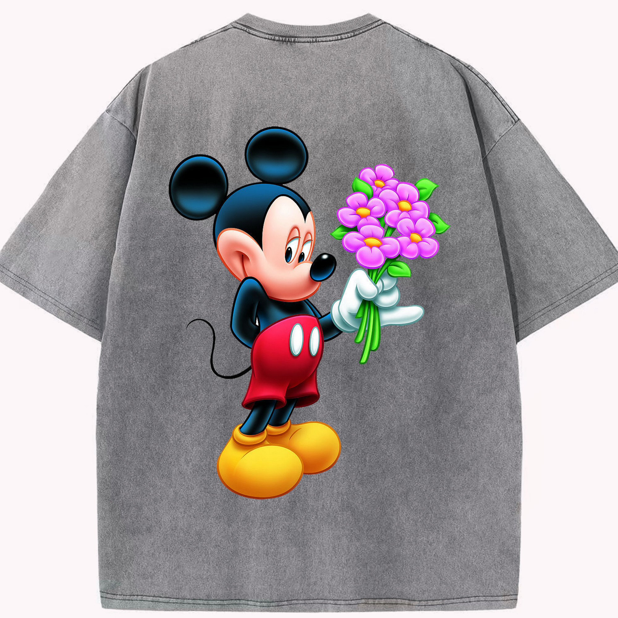 （画像用） ミッキーマウス Mickey Mouse 綿100% ヴィンテージ風 半袖Tシャツ（背面プリント）