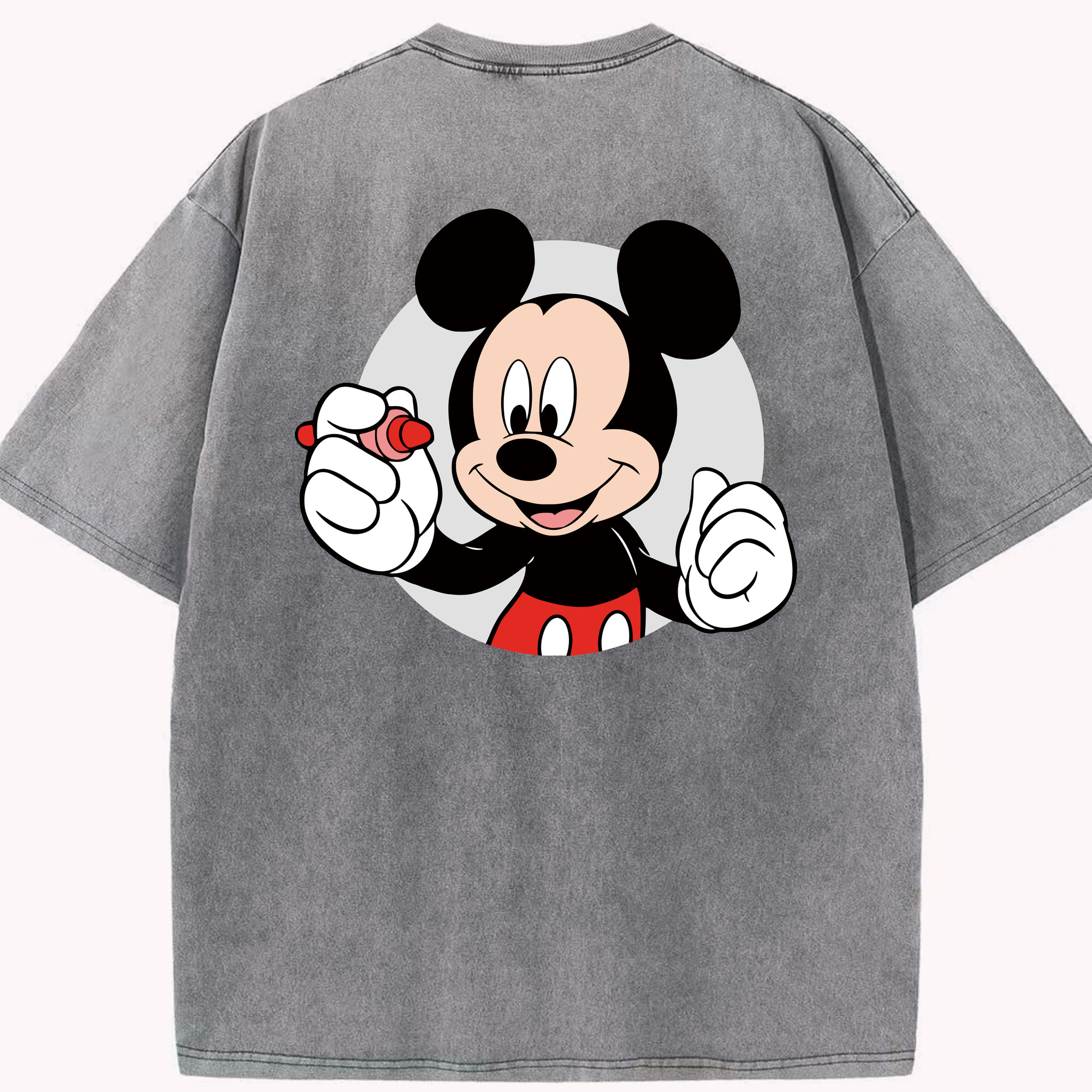 （画像用） ミッキーマウス Mickey Mouse 綿100% ヴィンテージ風 半袖Tシャツ（背面プリント）