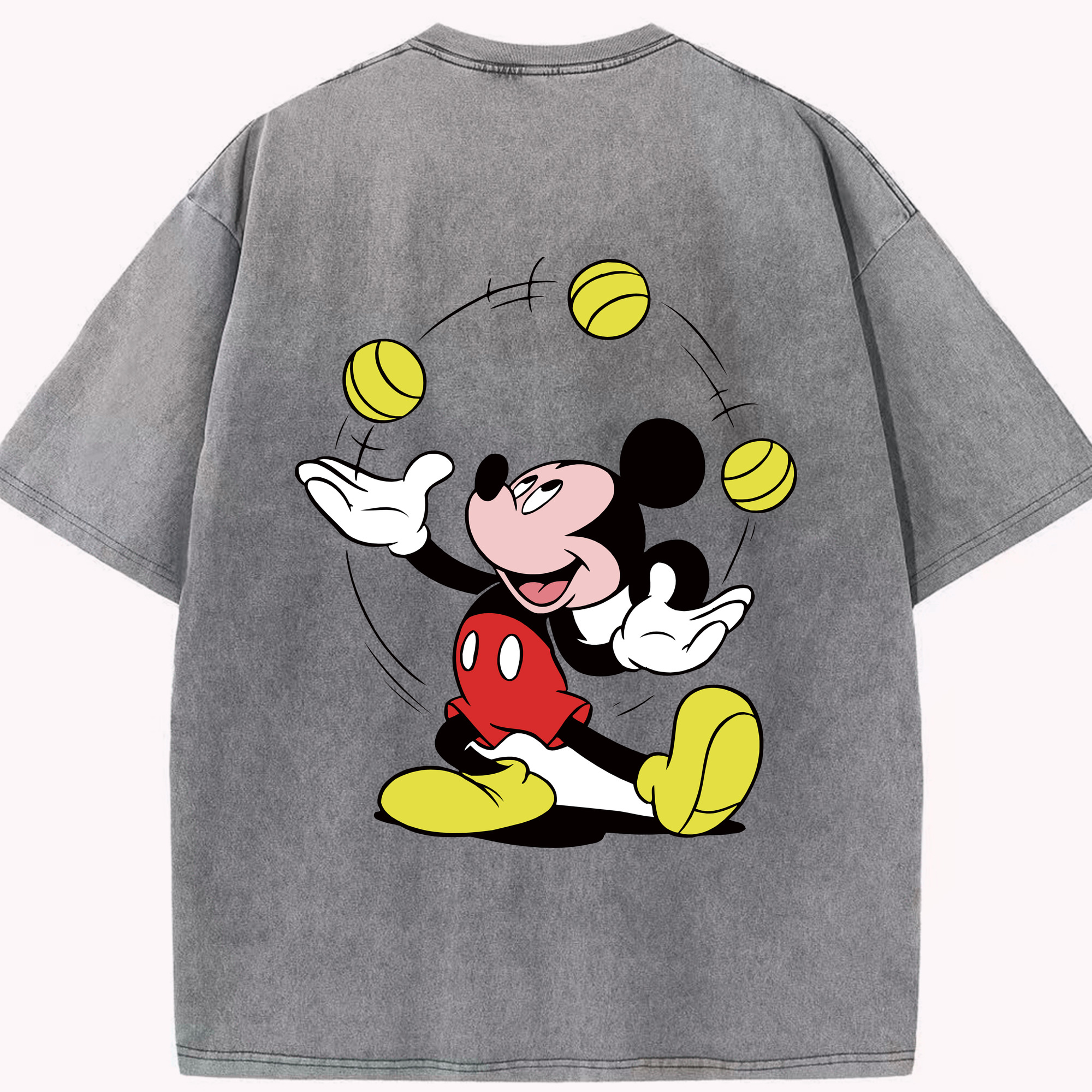 （画像用） ミッキーマウス Mickey Mouse 綿100% ヴィンテージ風 半袖Tシャツ（背面プリント）