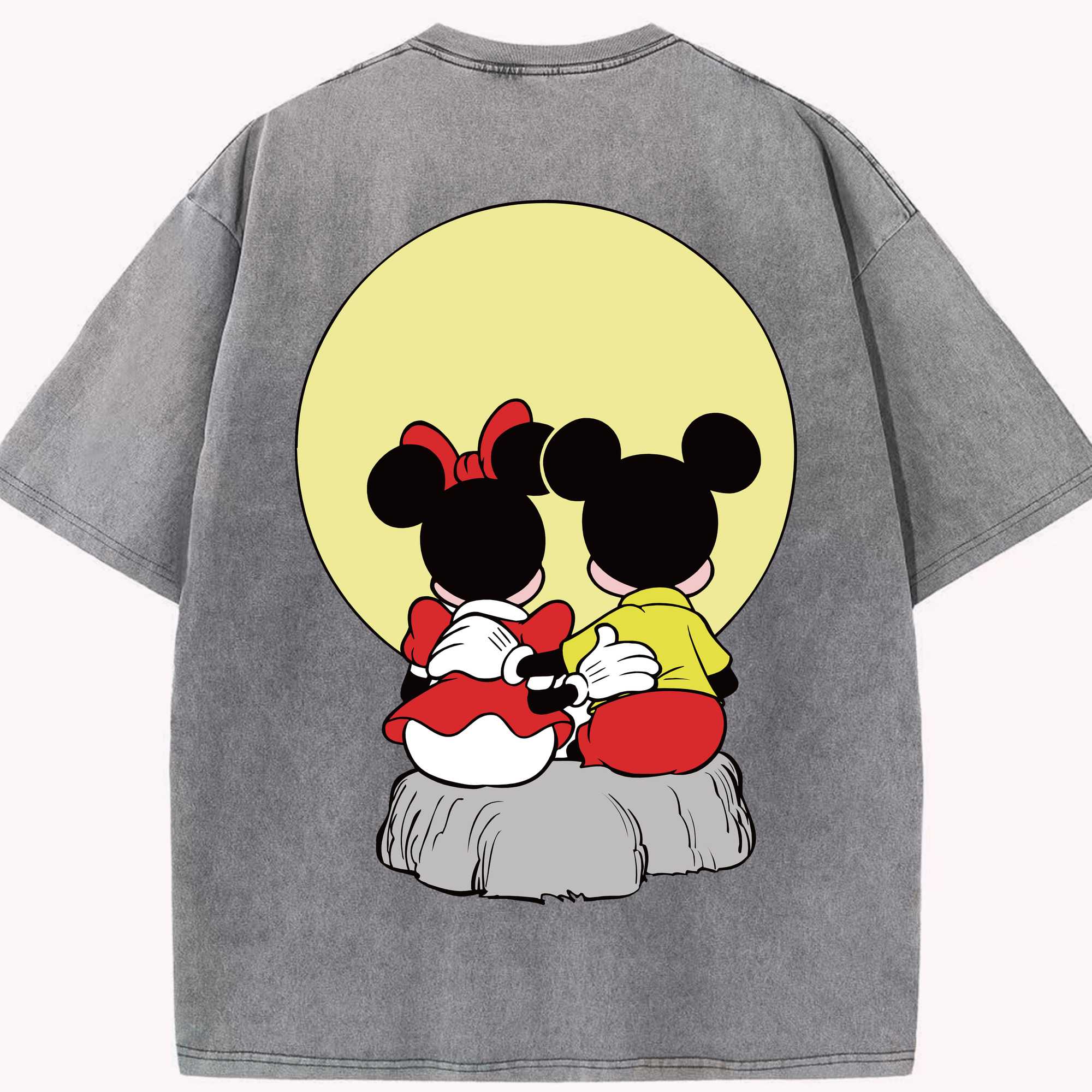 （画像用） ミッキーマウス Mickey Mouse 綿100% ヴィンテージ風 半袖Tシャツ（背面プリント）