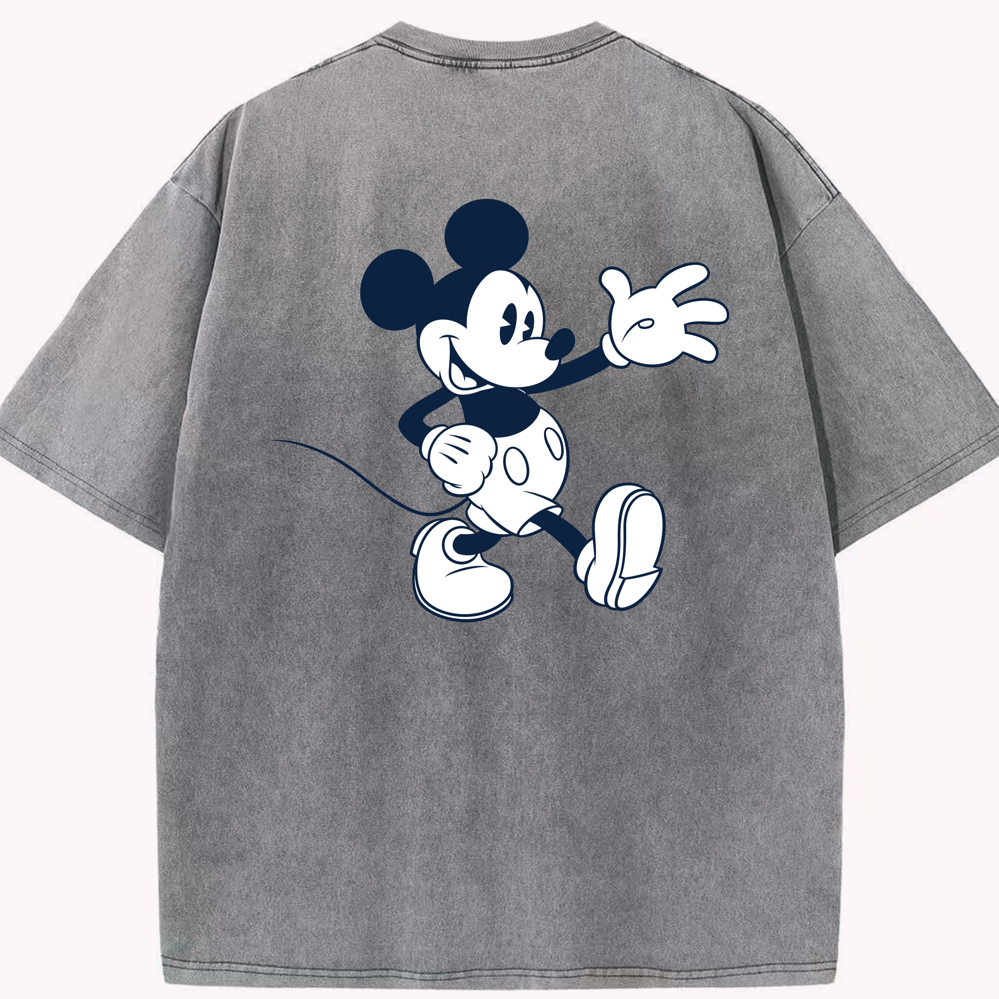 （画像用） ミッキーマウス Mickey Mouse 綿100% ヴィンテージ風 半袖Tシャツ（背面プリント）