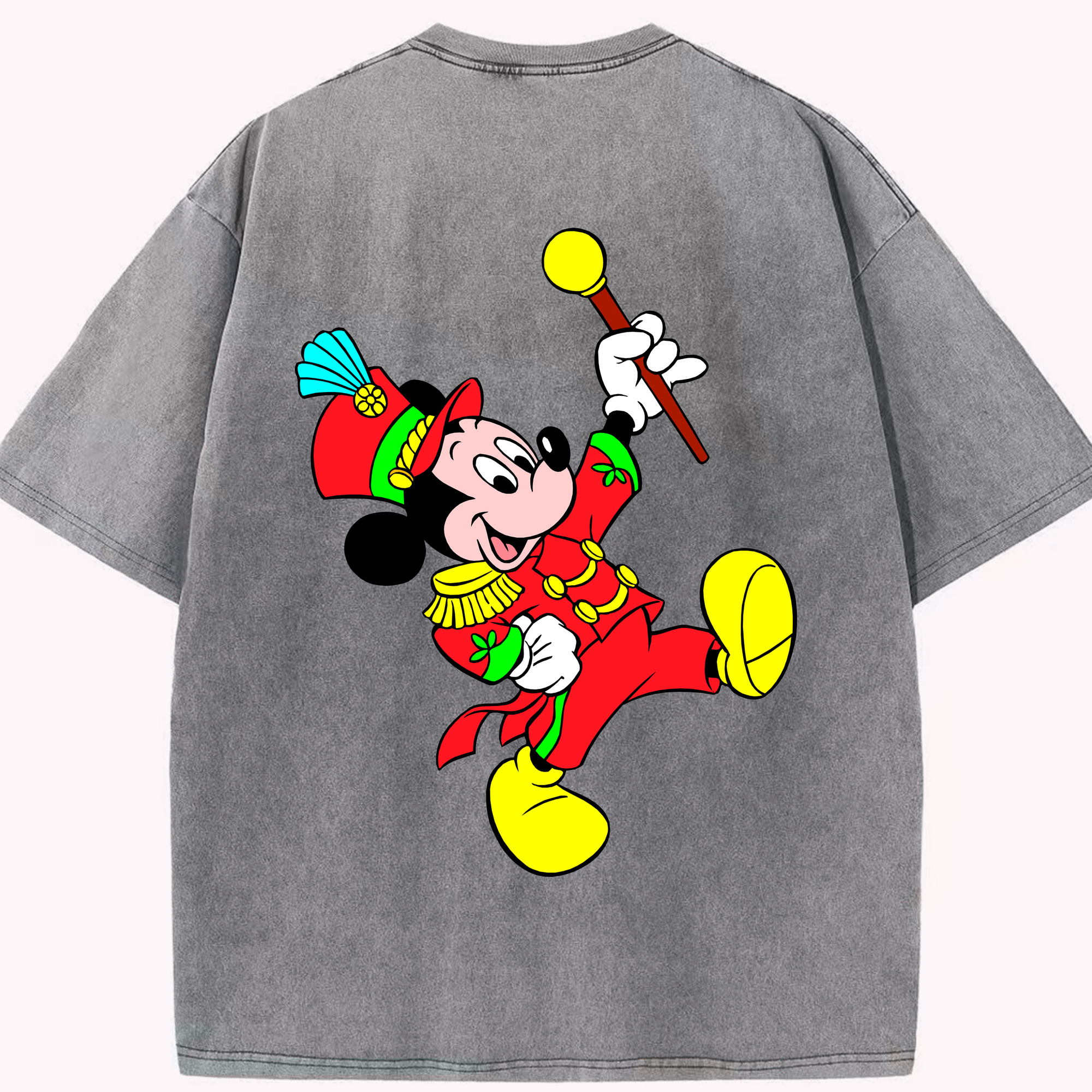 （画像用） ミッキーマウス Mickey Mouse 綿100% ヴィンテージ風 半袖Tシャツ（背面プリント）