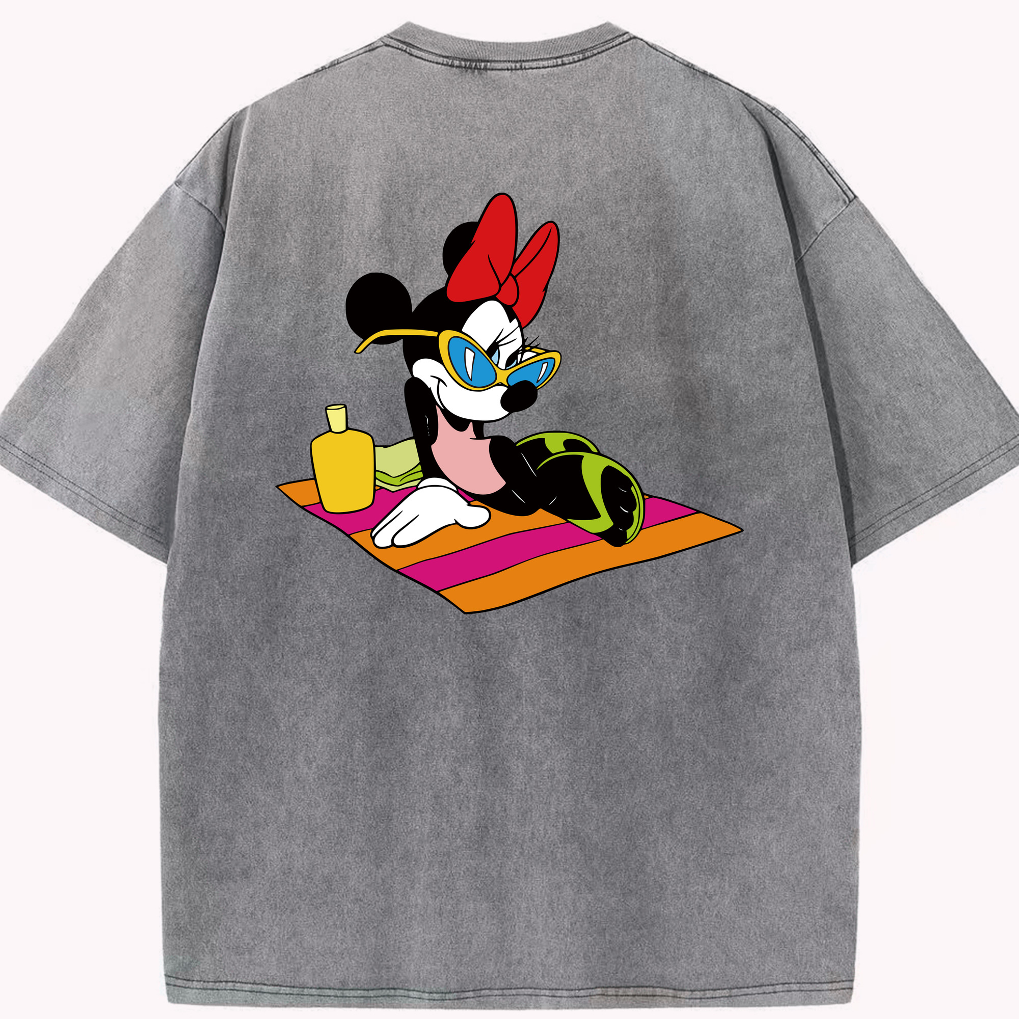 （画像用） ミッキーマウス Mickey Mouse 綿100% ヴィンテージ風 半袖Tシャツ（背面プリント）