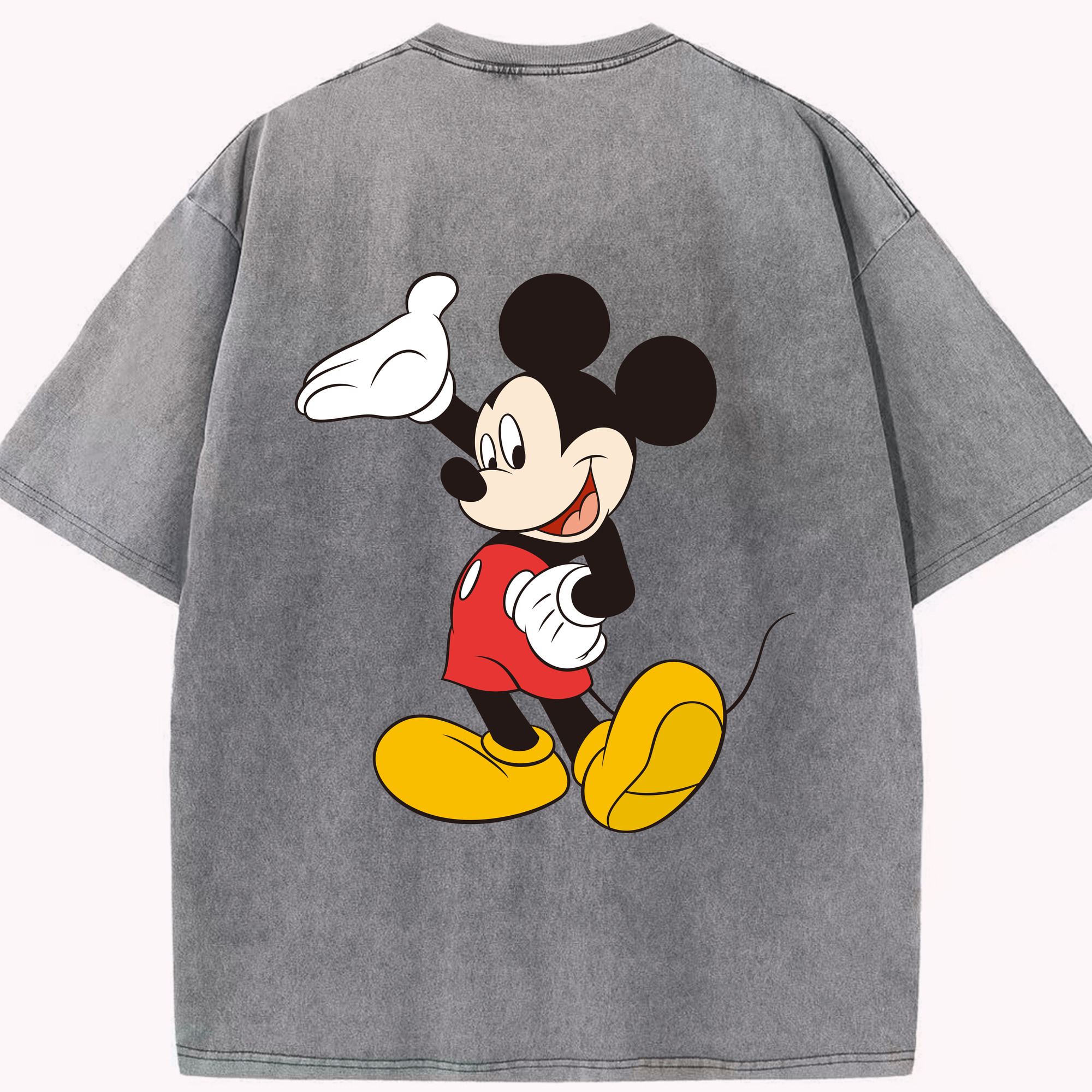 （画像用） ミッキーマウス Mickey Mouse 綿100% ヴィンテージ風 半袖Tシャツ（背面プリント）