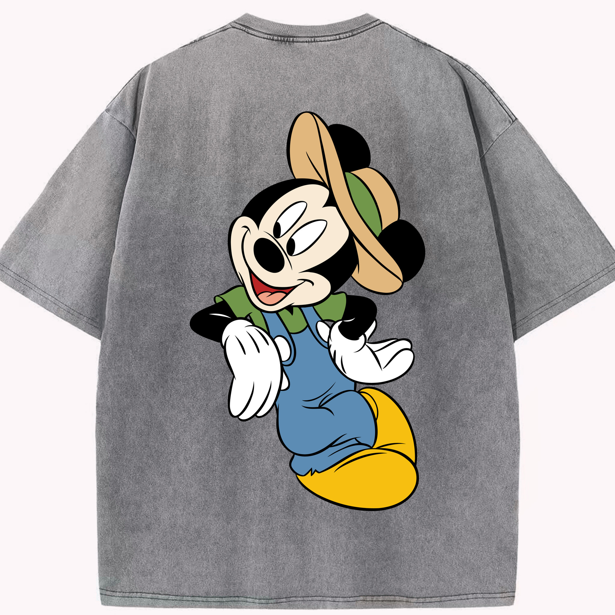 （画像用） ミッキーマウス Mickey Mouse 綿100% ヴィンテージ風 半袖Tシャツ（背面プリント）