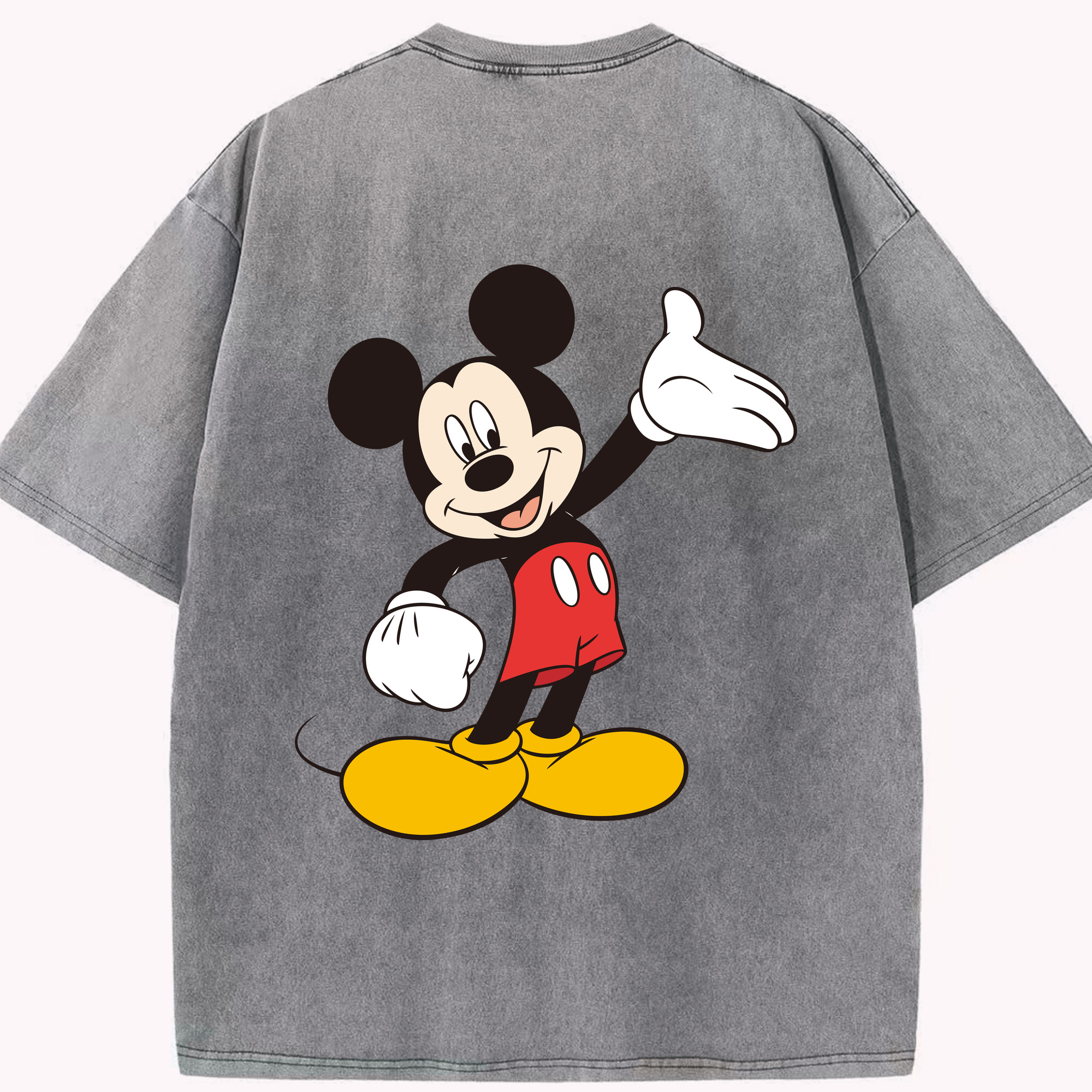 （画像用） ミッキーマウス Mickey Mouse 綿100% ヴィンテージ風 半袖Tシャツ（背面プリント）