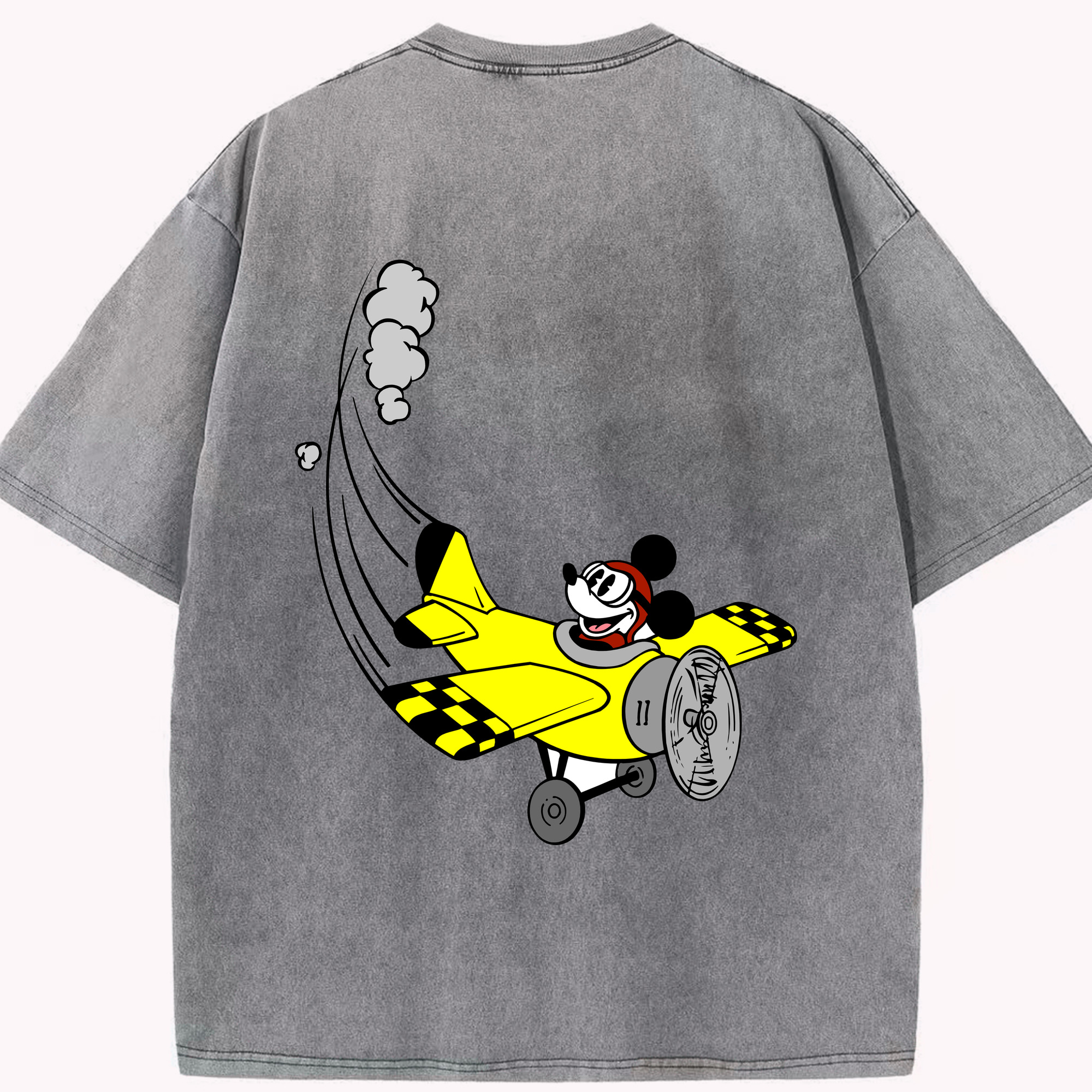 （画像用） ミッキーマウス Mickey Mouse 綿100% ヴィンテージ風 半袖Tシャツ（背面プリント）