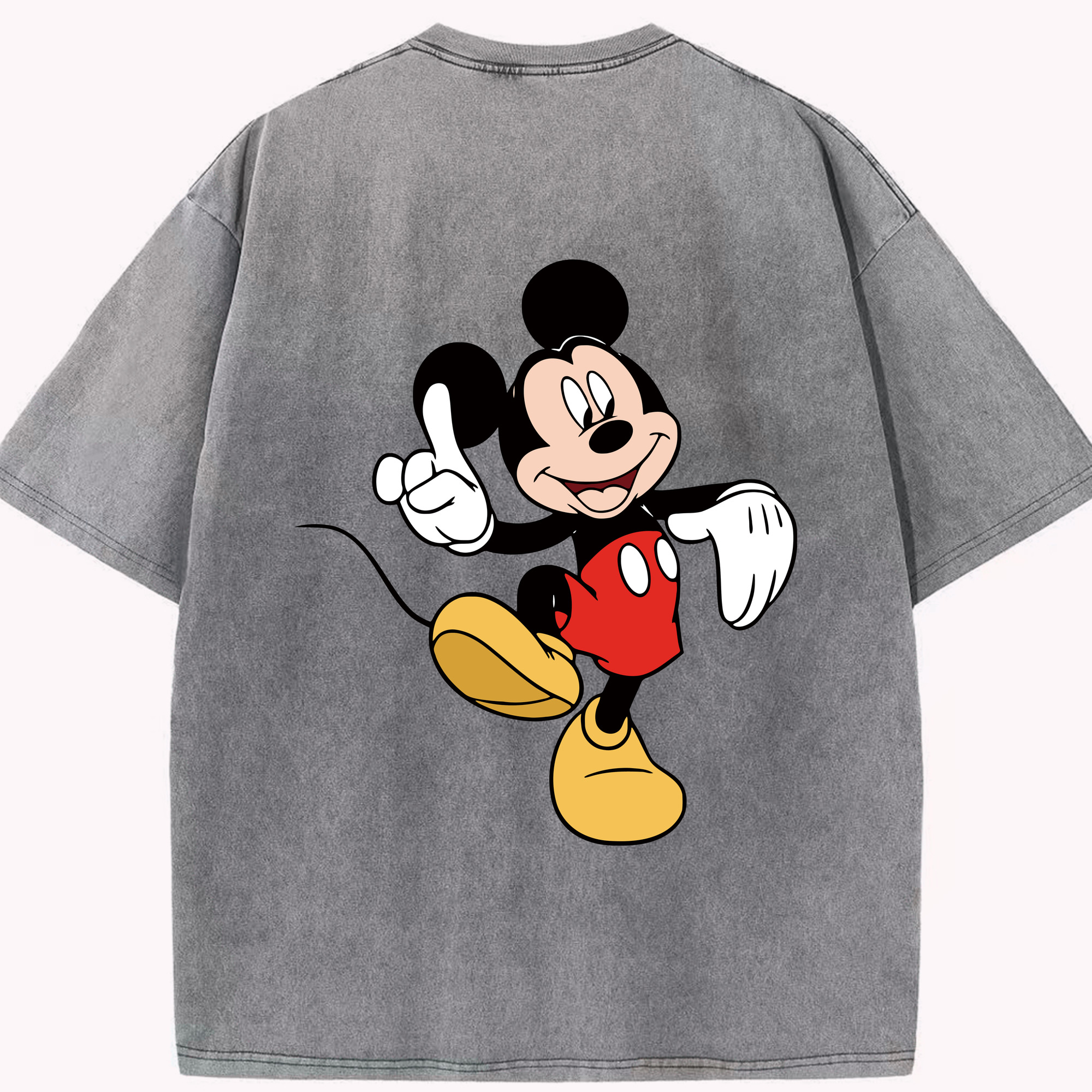 （画像用） ミッキーマウス Mickey Mouse 綿100% ヴィンテージ風 半袖Tシャツ（背面プリント）