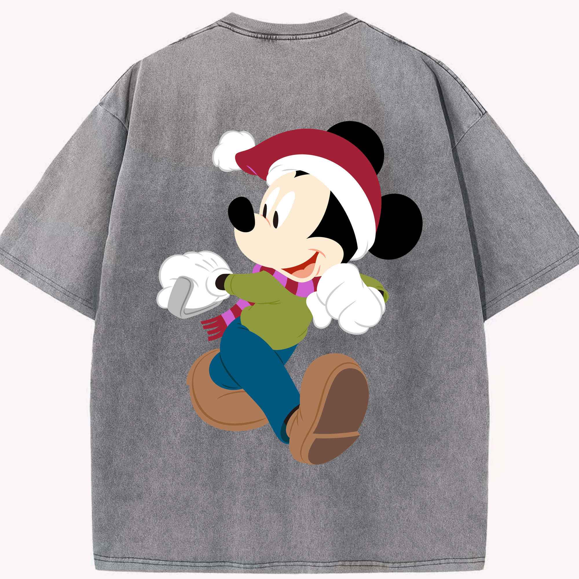 （画像用） ミッキーマウス Mickey Mouse 綿100% ヴィンテージ風 半袖Tシャツ（背面プリント）