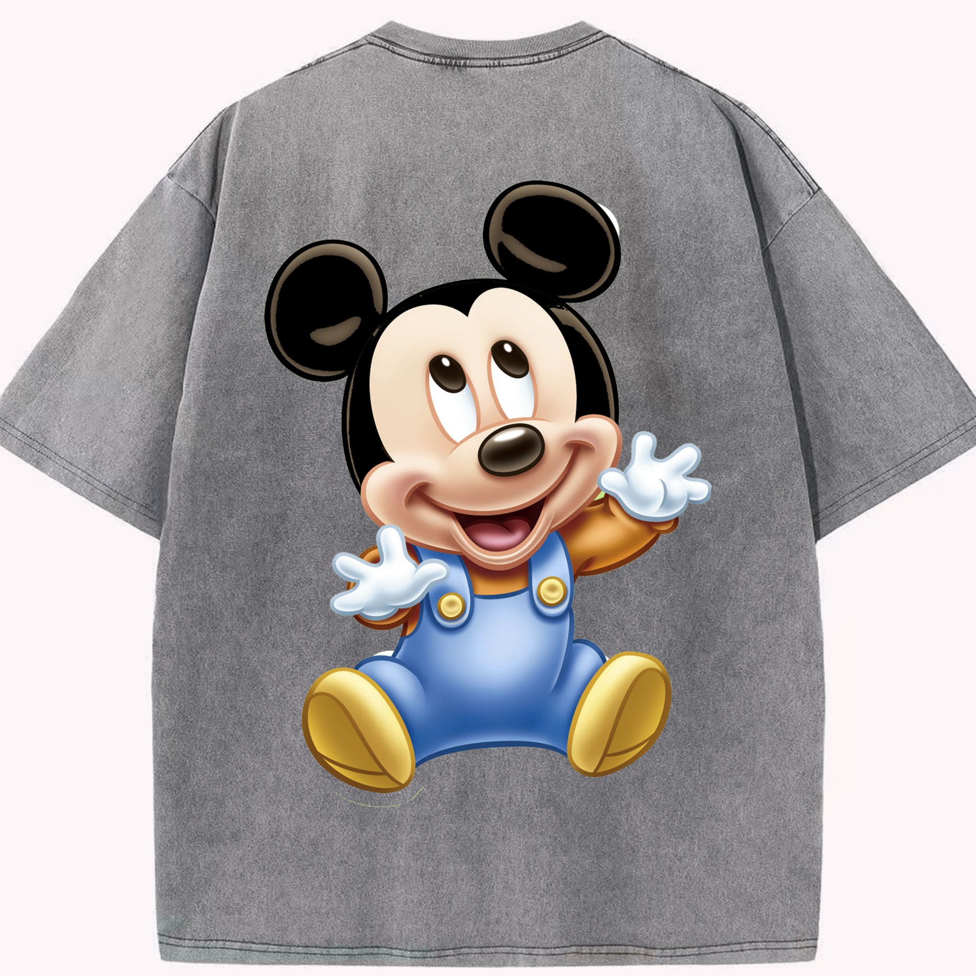 （画像用） ミッキーマウス Mickey Mouse 綿100% ヴィンテージ風 半袖Tシャツ（背面プリント）