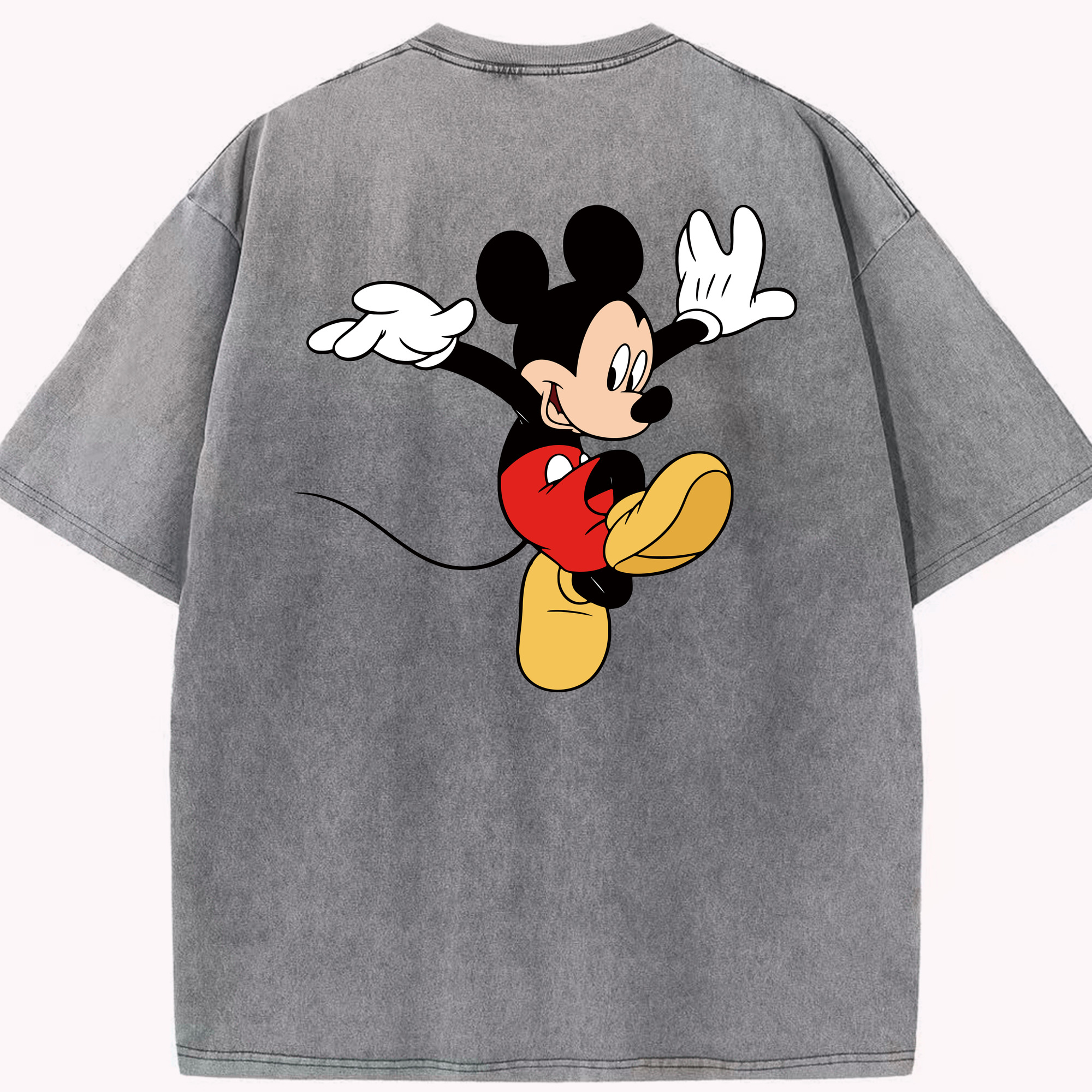 （画像用） ミッキーマウス Mickey Mouse 綿100% ヴィンテージ風 半袖Tシャツ（背面プリント）