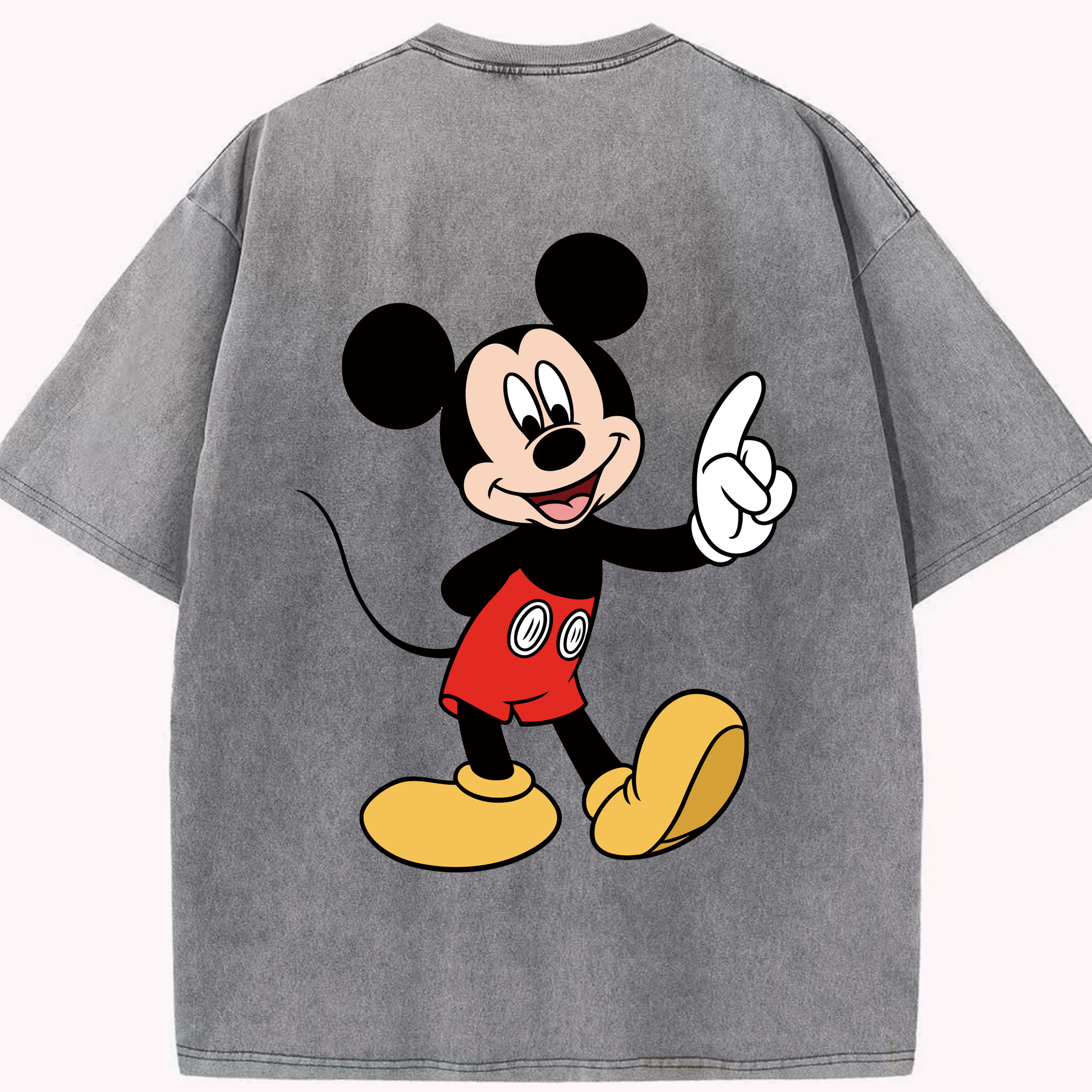 （画像用） ミッキーマウス Mickey Mouse 綿100% ヴィンテージ風 半袖Tシャツ（背面プリント）