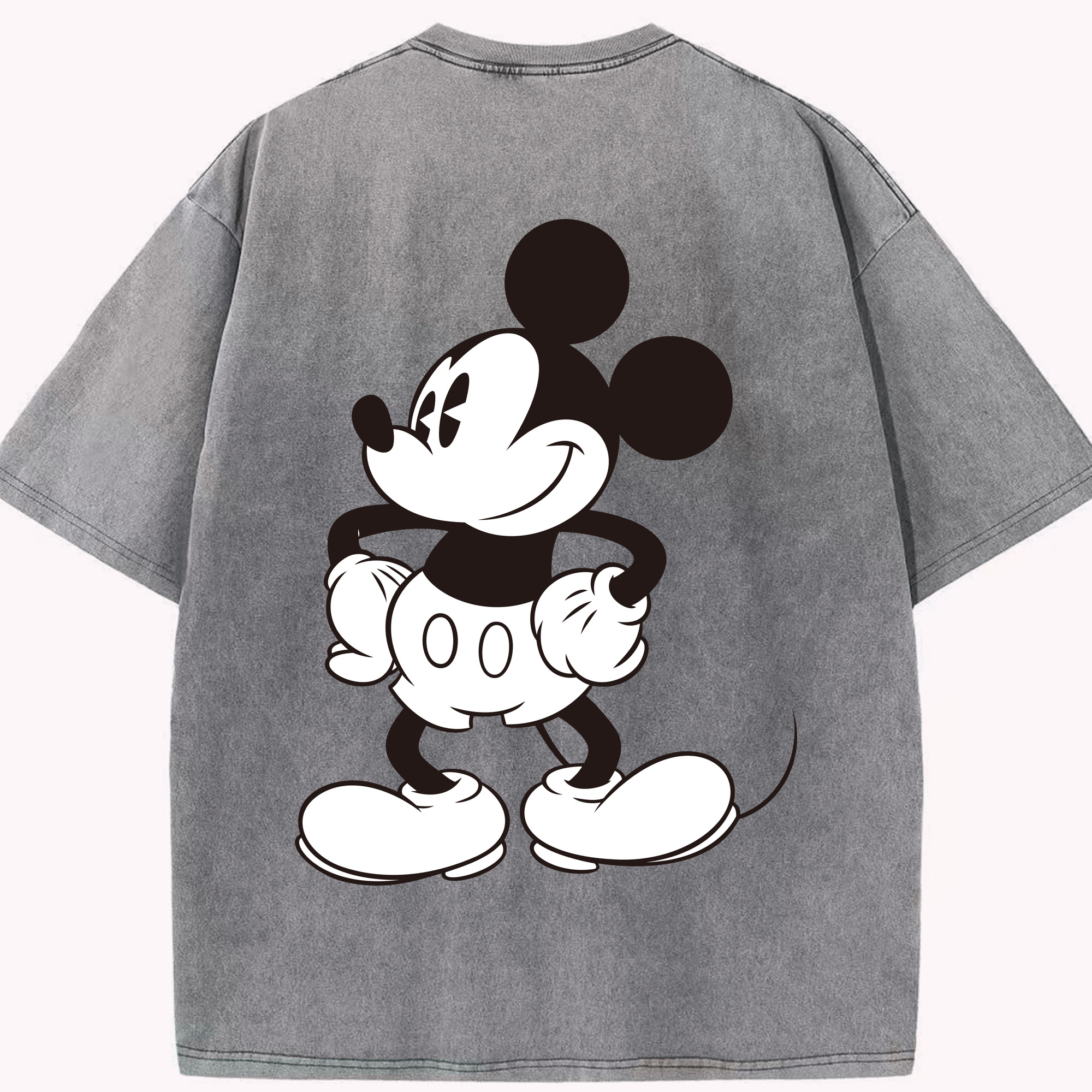 （画像用） ミッキーマウス Mickey Mouse 綿100% ヴィンテージ風 半袖Tシャツ（背面プリント）