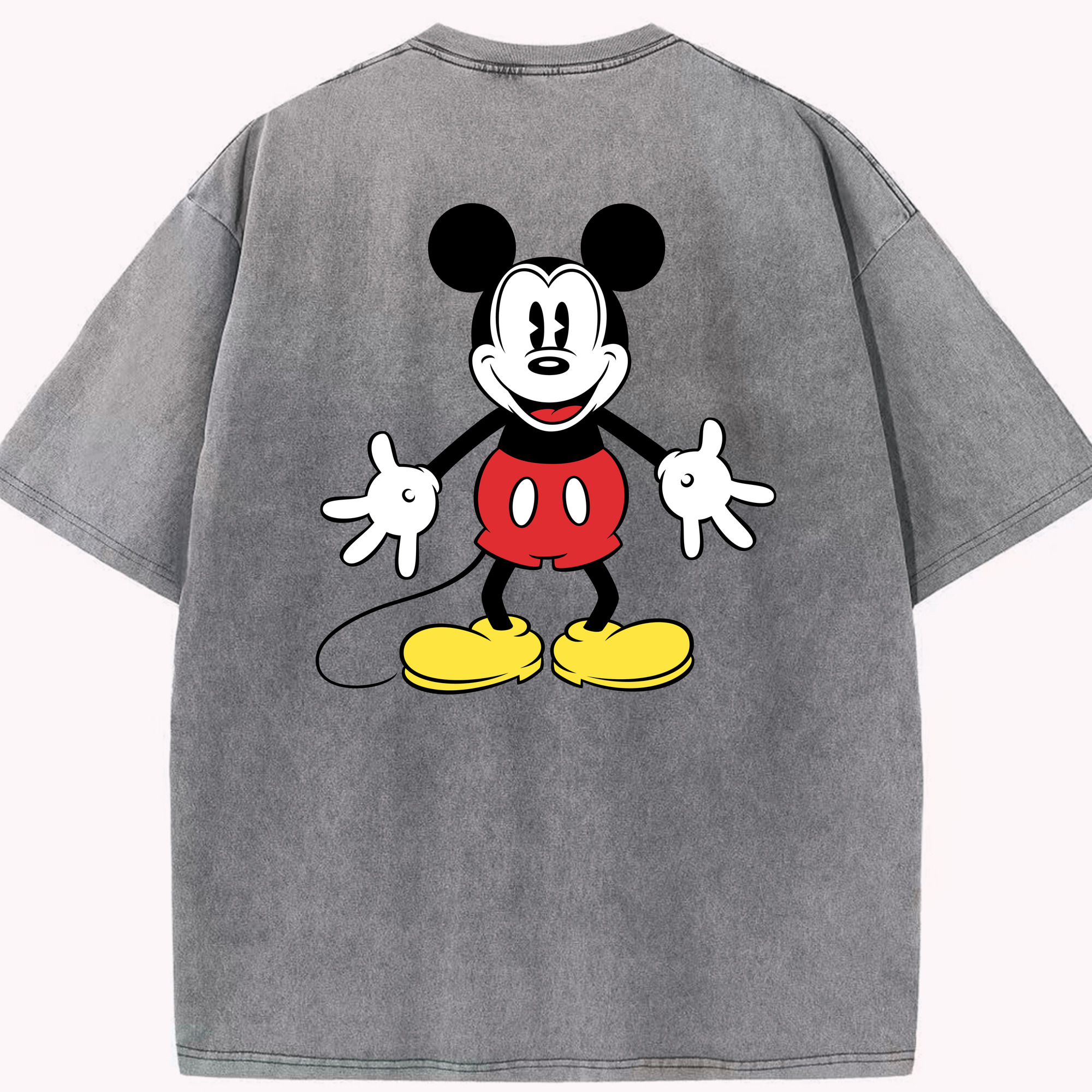 （画像用） ミッキーマウス Mickey Mouse 綿100% ヴィンテージ風 半袖Tシャツ（背面プリント）