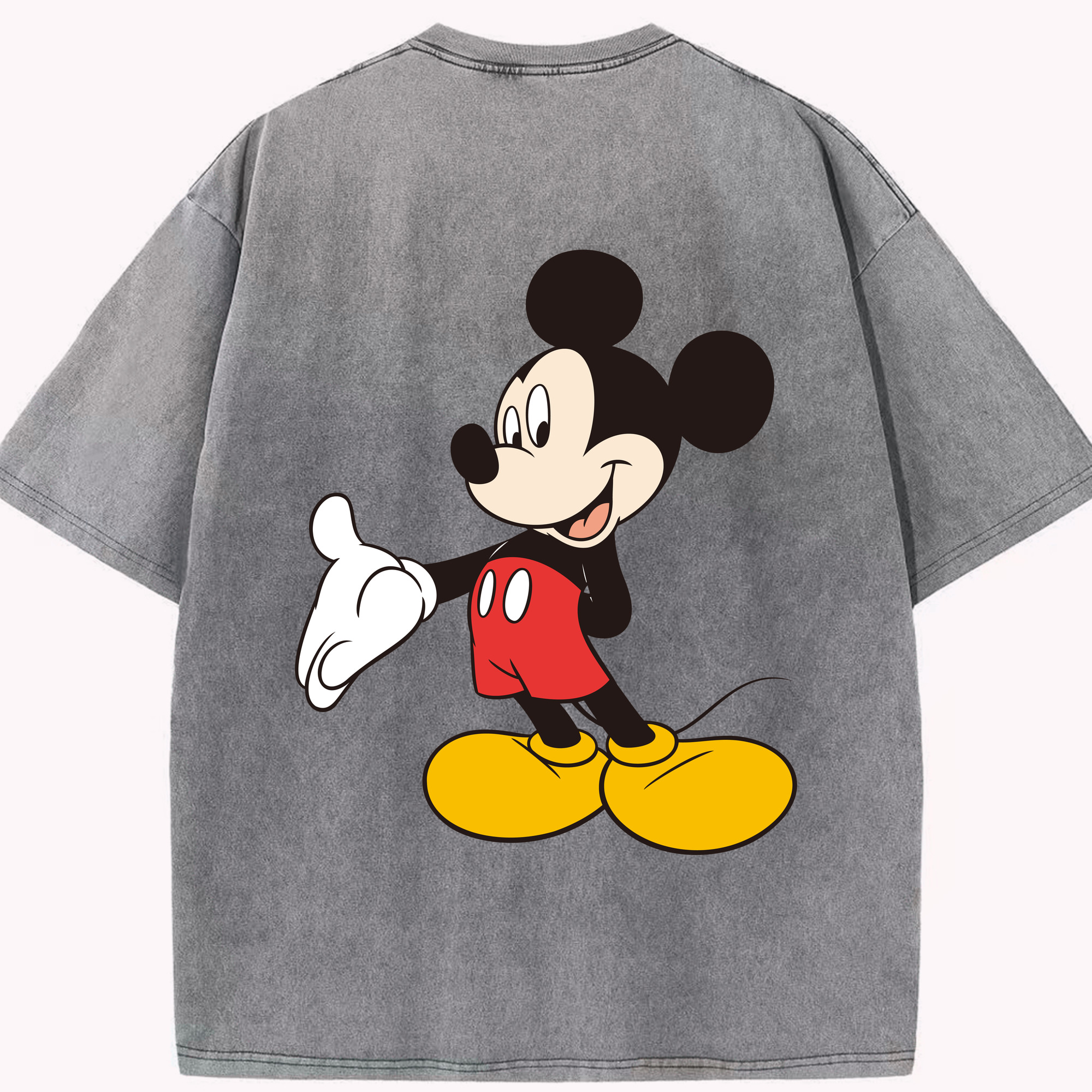 （画像用） ミッキーマウス Mickey Mouse 綿100% ヴィンテージ風 半袖Tシャツ（背面プリント）