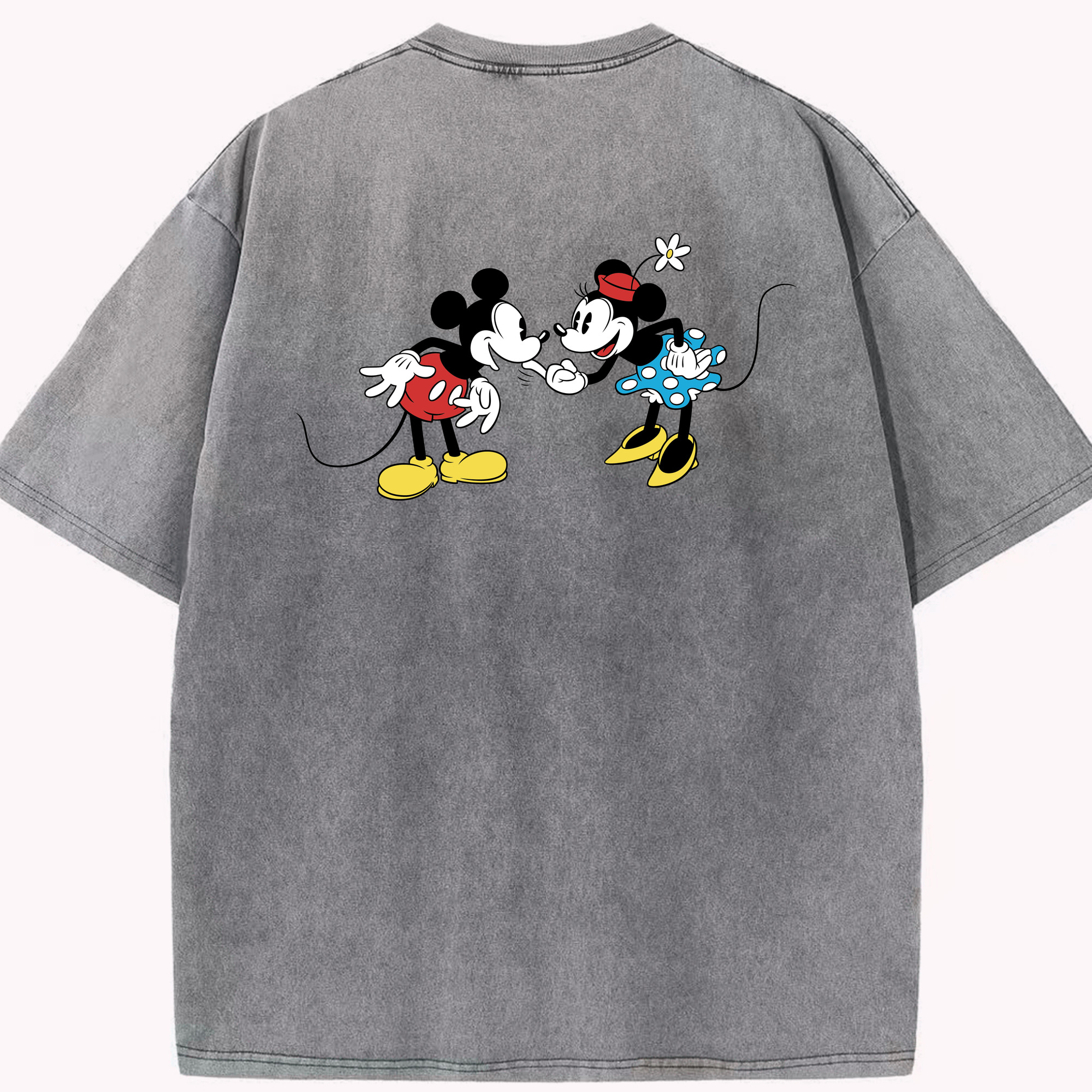 （画像用） ミッキーマウス Mickey Mouse 綿100% ヴィンテージ風 半袖Tシャツ（背面プリント）