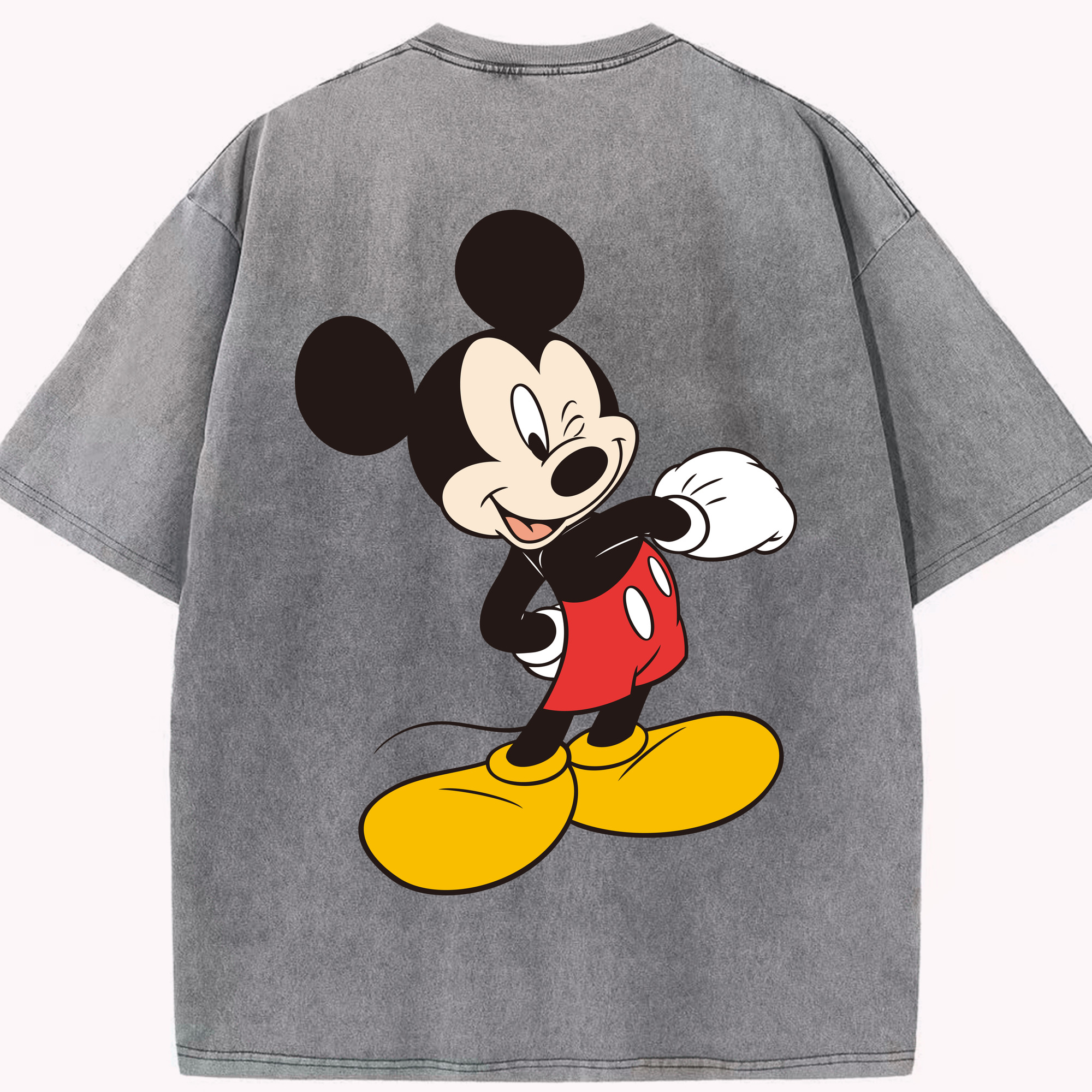 （画像用） ミッキーマウス Mickey Mouse 綿100% ヴィンテージ風 半袖Tシャツ（背面プリント）