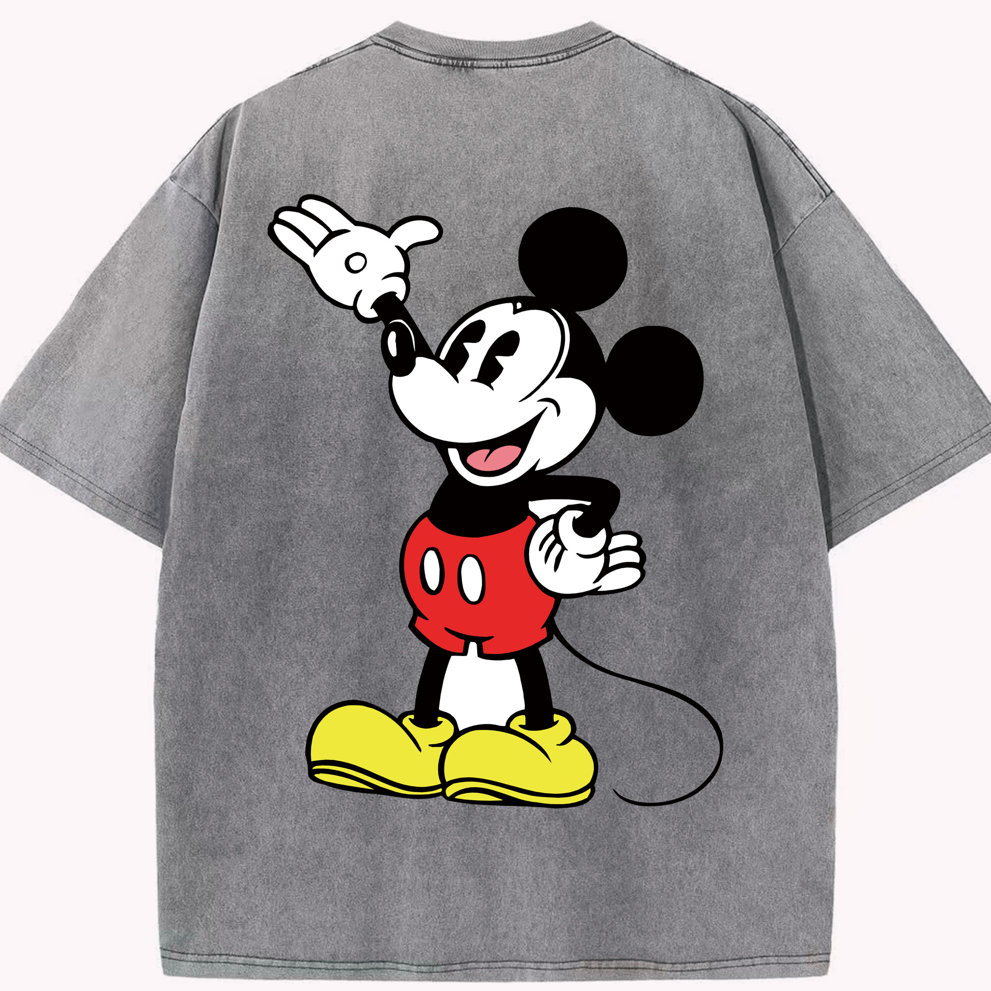 （画像用） ミッキーマウス Mickey Mouse 綿100% ヴィンテージ風 半袖Tシャツ（背面プリント）