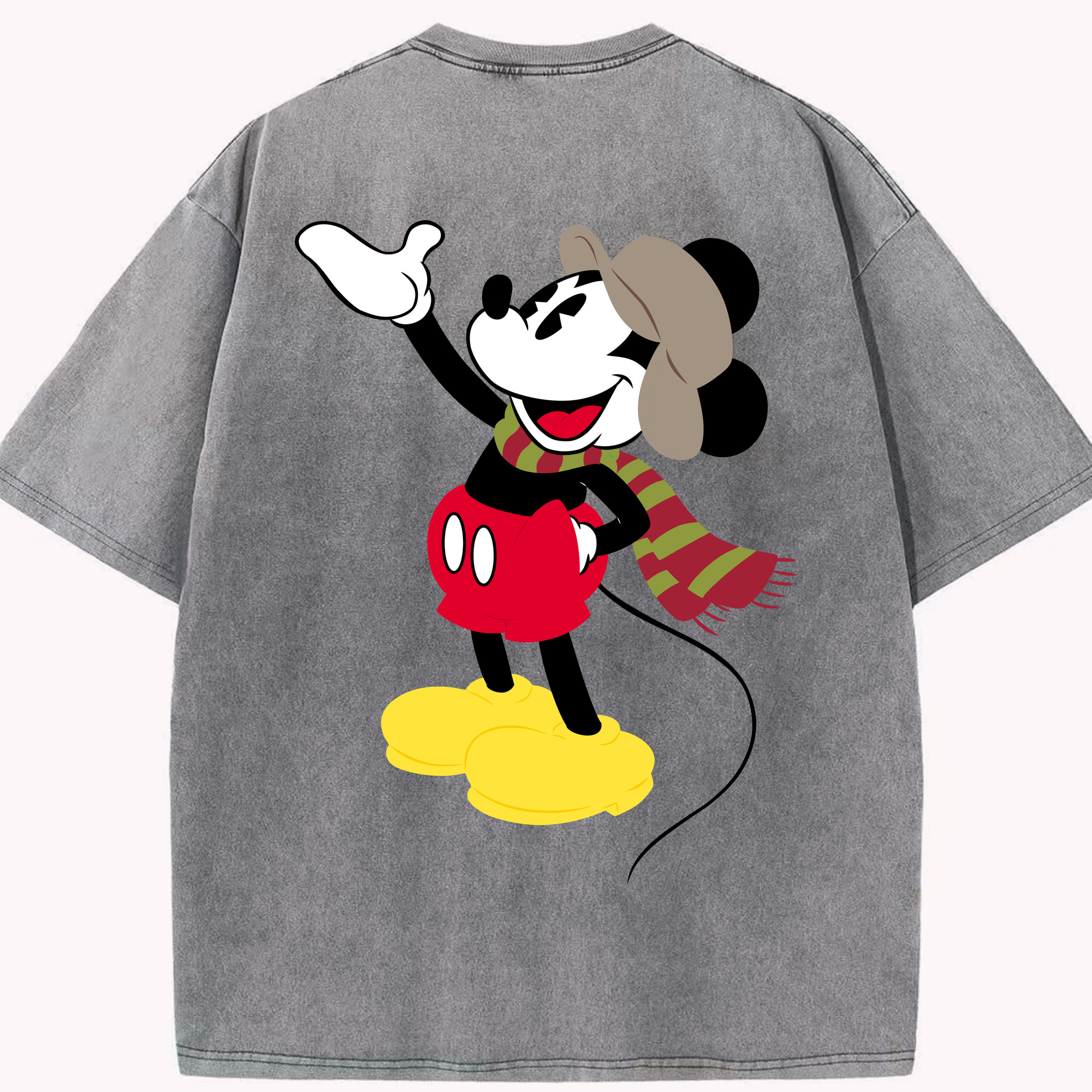 （画像用） ミッキーマウス Mickey Mouse 綿100% ヴィンテージ風 半袖Tシャツ（背面プリント）