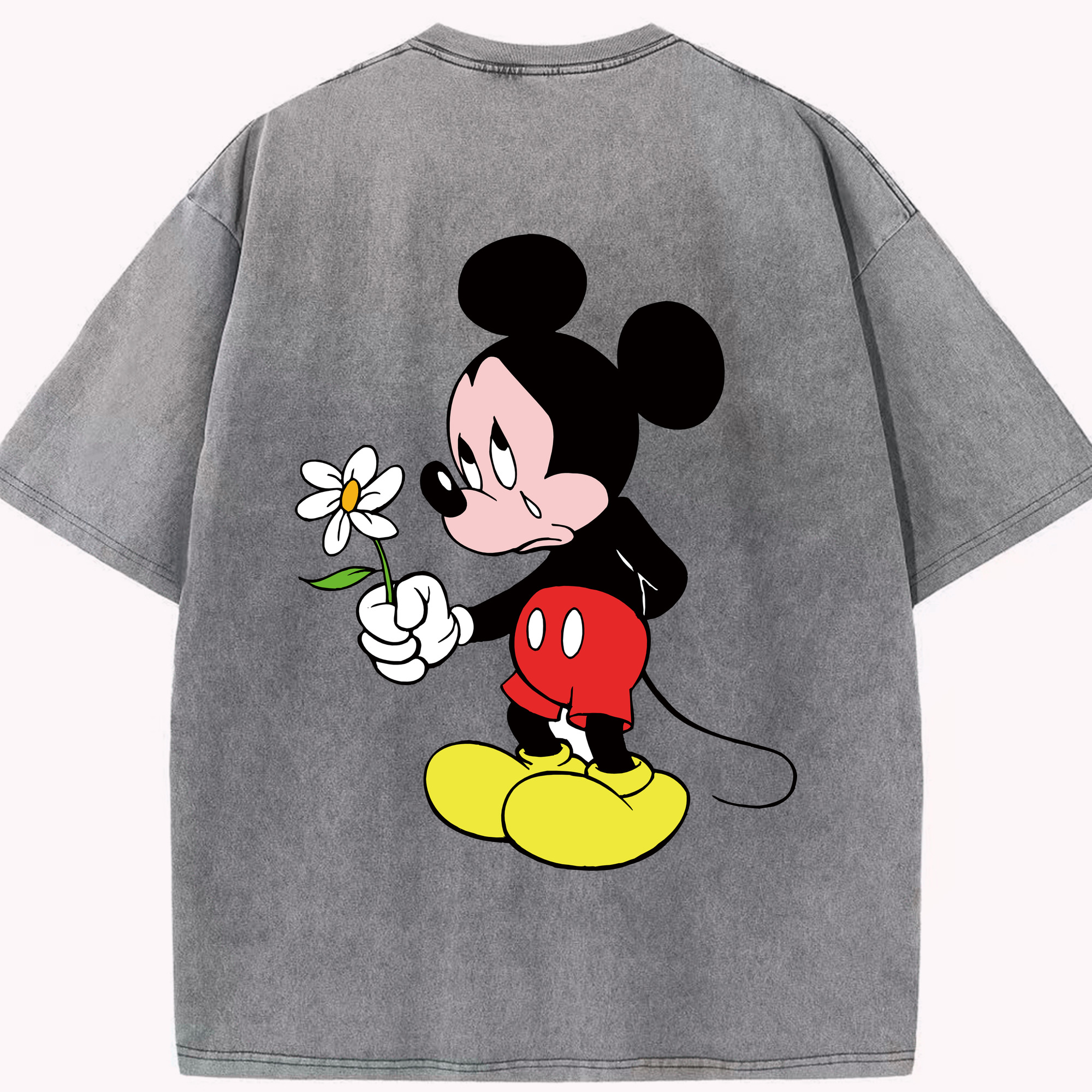 （画像用） ミッキーマウス Mickey Mouse 綿100% ヴィンテージ風 半袖Tシャツ（背面プリント）