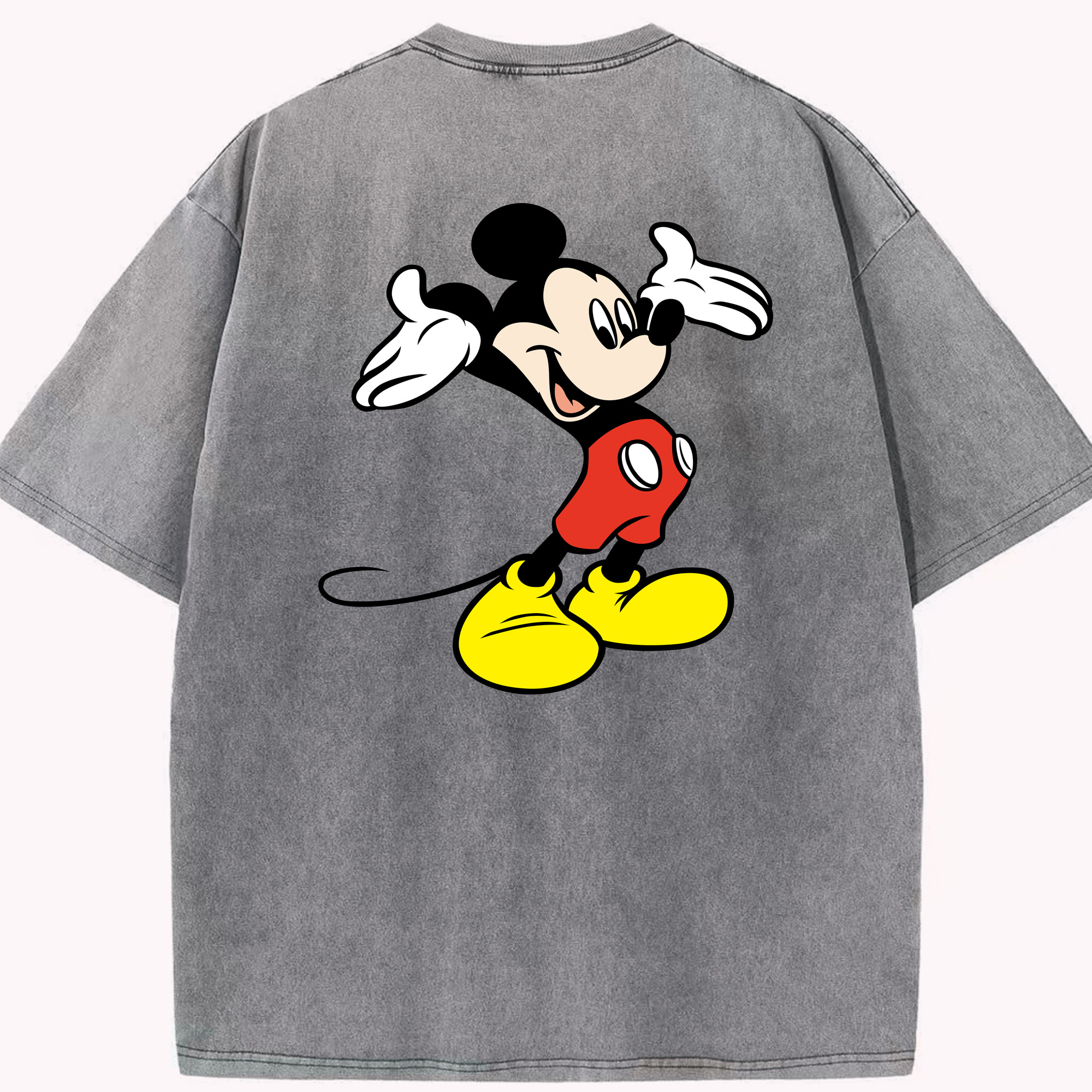 （画像用） ミッキーマウス Mickey Mouse 綿100% ヴィンテージ風 半袖Tシャツ（背面プリント）