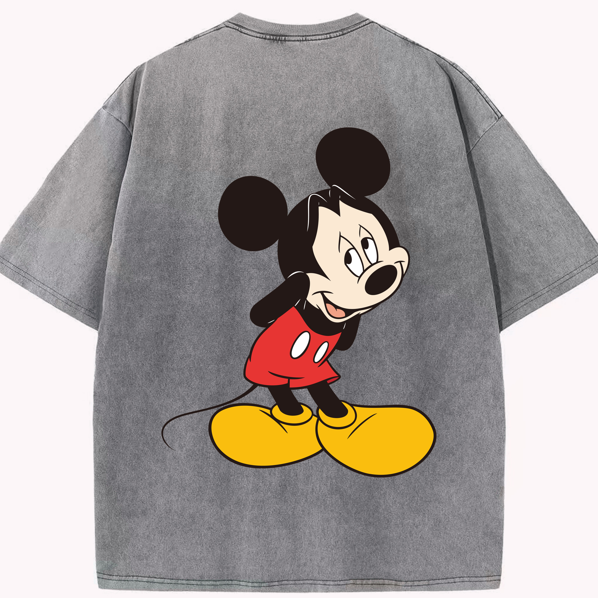 （画像用） ミッキーマウス Mickey Mouse 綿100% ヴィンテージ風 半袖Tシャツ（背面プリント）