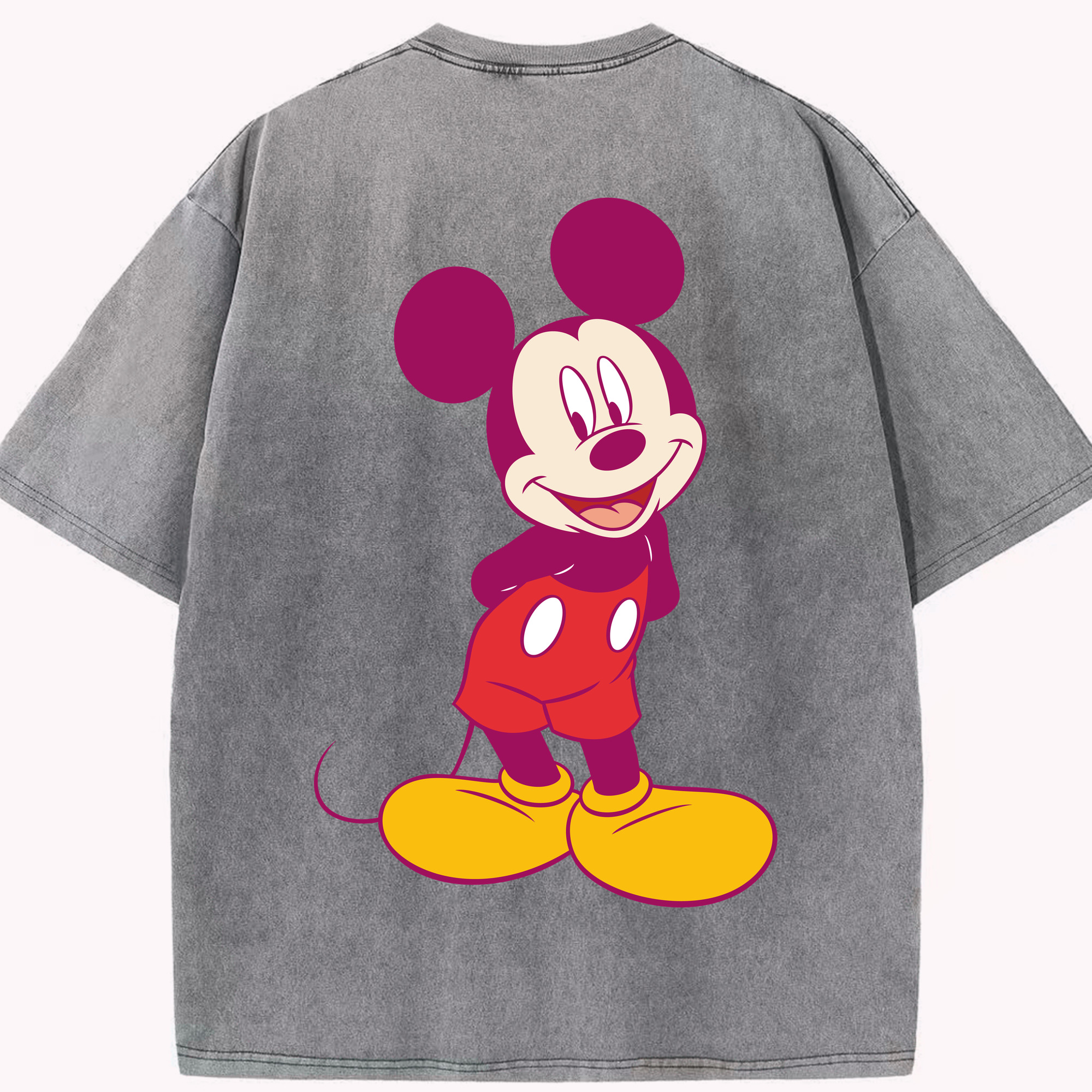 （画像用） ミッキーマウス Mickey Mouse 綿100% ヴィンテージ風 半袖Tシャツ（背面プリント）