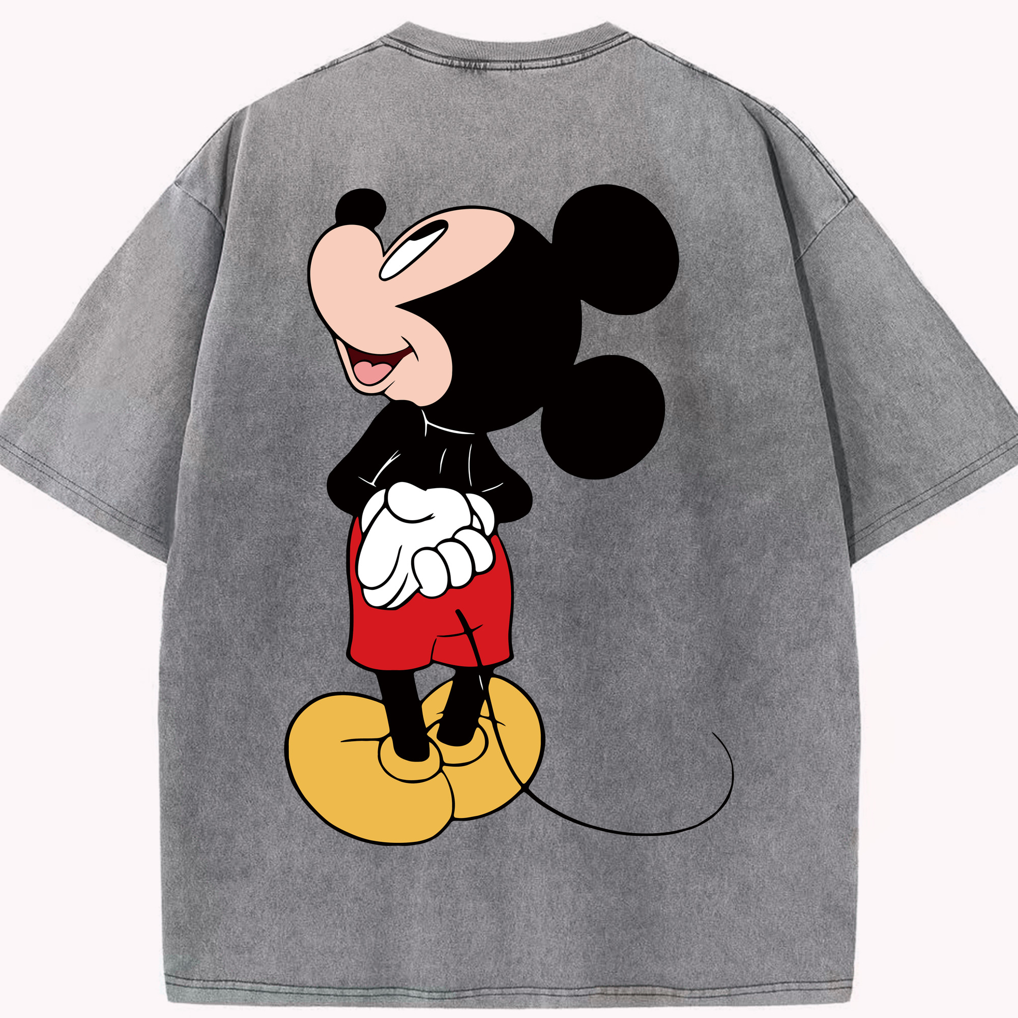 （画像用） ミッキーマウス Mickey Mouse 綿100% ヴィンテージ風 半袖Tシャツ（背面プリント）