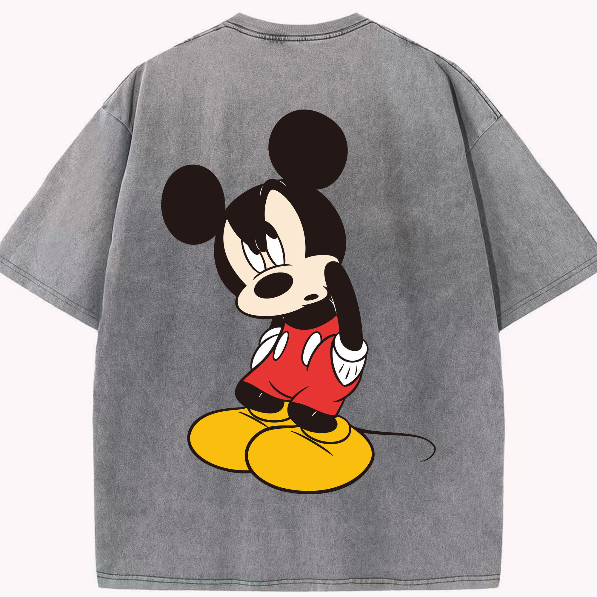 （画像用） ミッキーマウス Mickey Mouse 綿100% ヴィンテージ風 半袖Tシャツ（背面プリント）