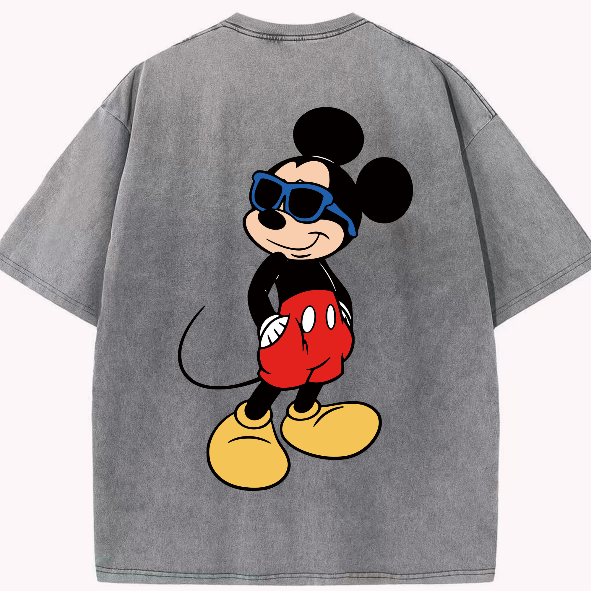 （画像用） ミッキーマウス Mickey Mouse 綿100% ヴィンテージ風 半袖Tシャツ（背面プリント）