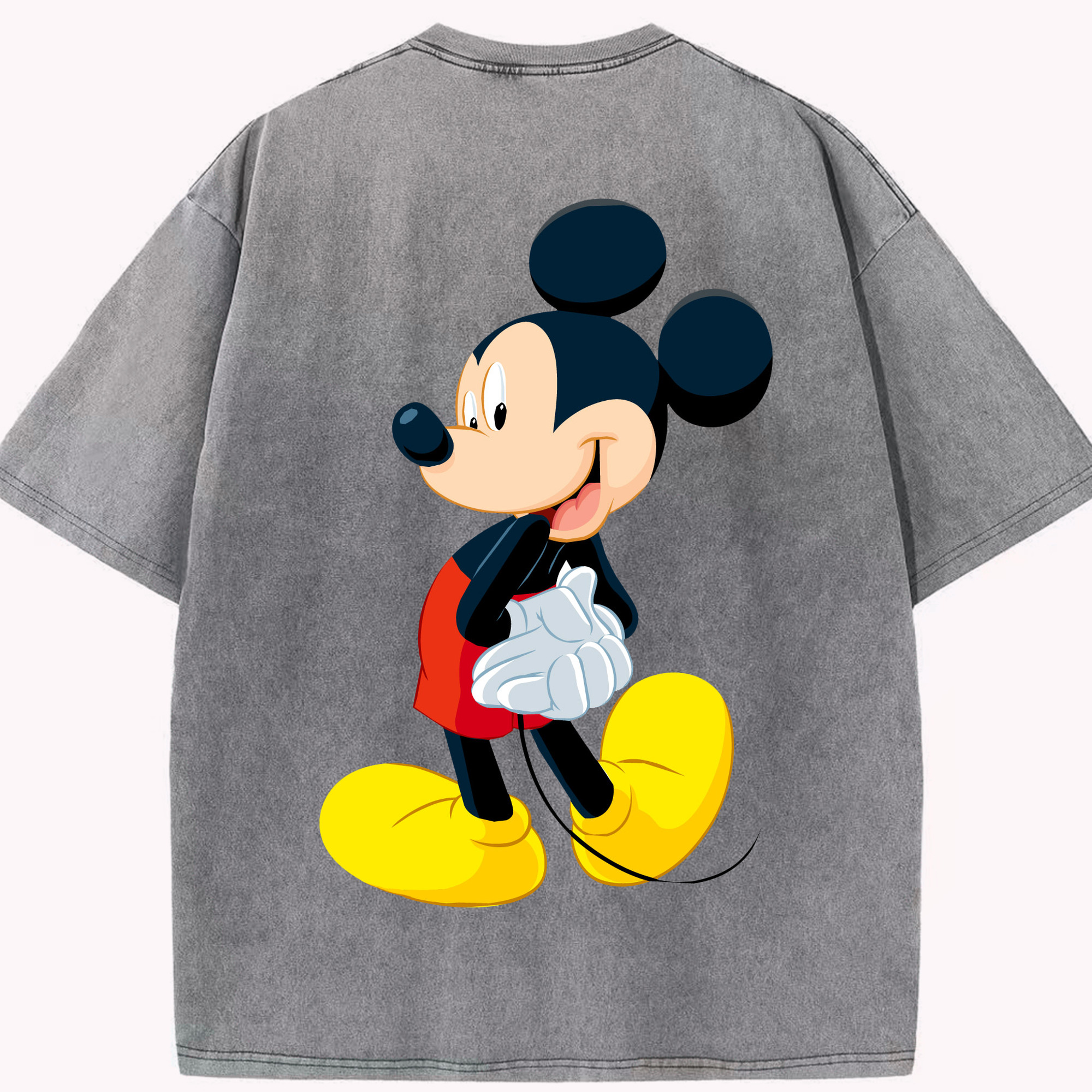 （画像用） ミッキーマウス Mickey Mouse 綿100% ヴィンテージ風 半袖Tシャツ（背面プリント）