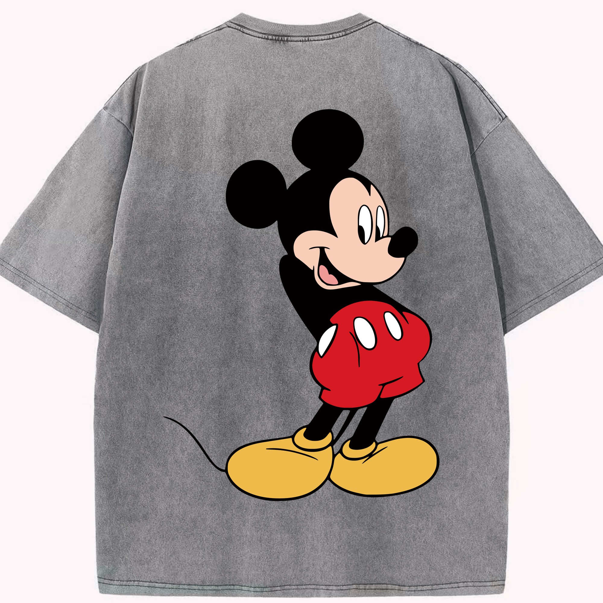 （画像用） ミッキーマウス Mickey Mouse 綿100% ヴィンテージ風 半袖Tシャツ（背面プリント）