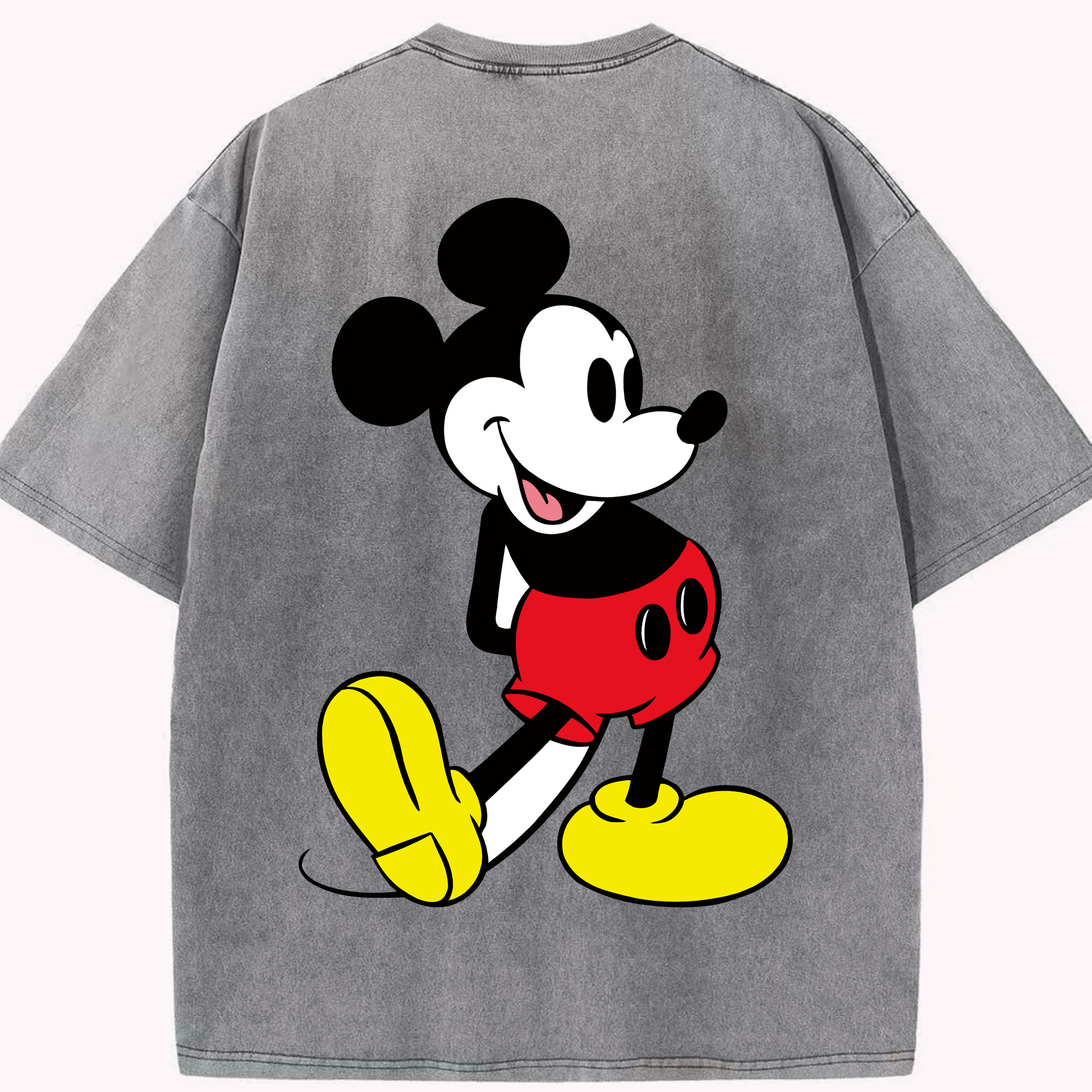 （画像用） ミッキーマウス Mickey Mouse 綿100% ヴィンテージ風 半袖Tシャツ（背面プリント）