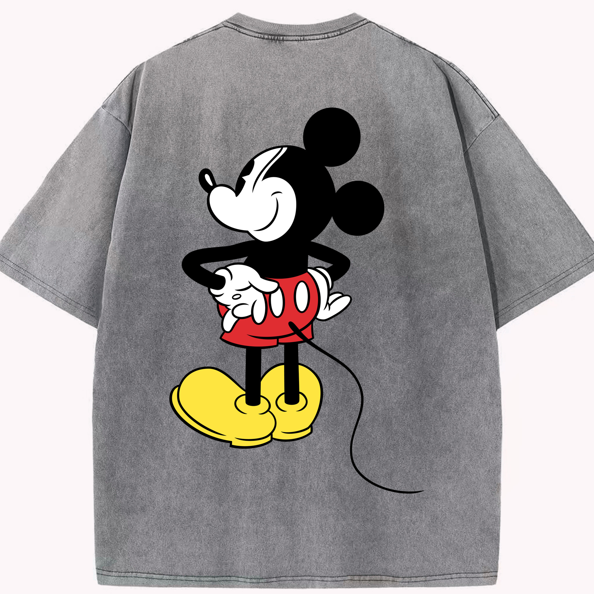 （画像用） ミッキーマウス Mickey Mouse 綿100% ヴィンテージ風 半袖Tシャツ（背面プリント）